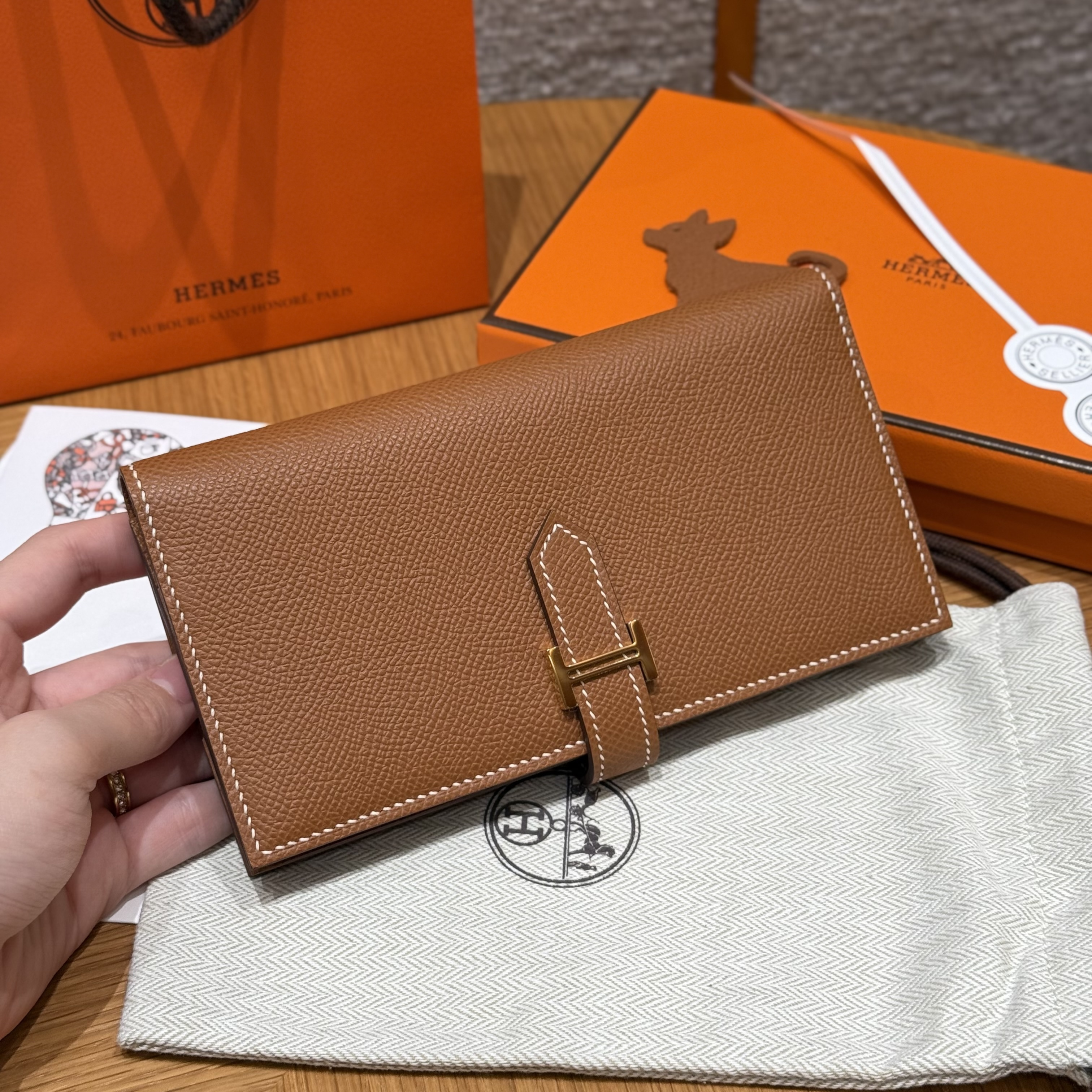 Hermes Gold Epsom Bearn Long wallet