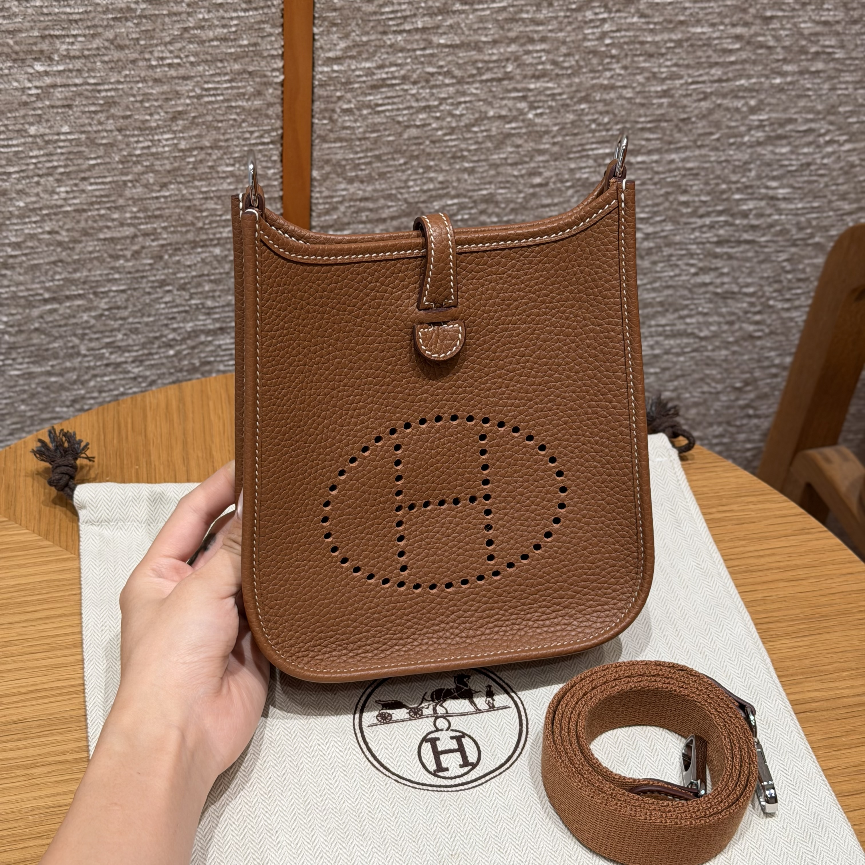 Hermes Gold Clemence Mini Evelyne 16