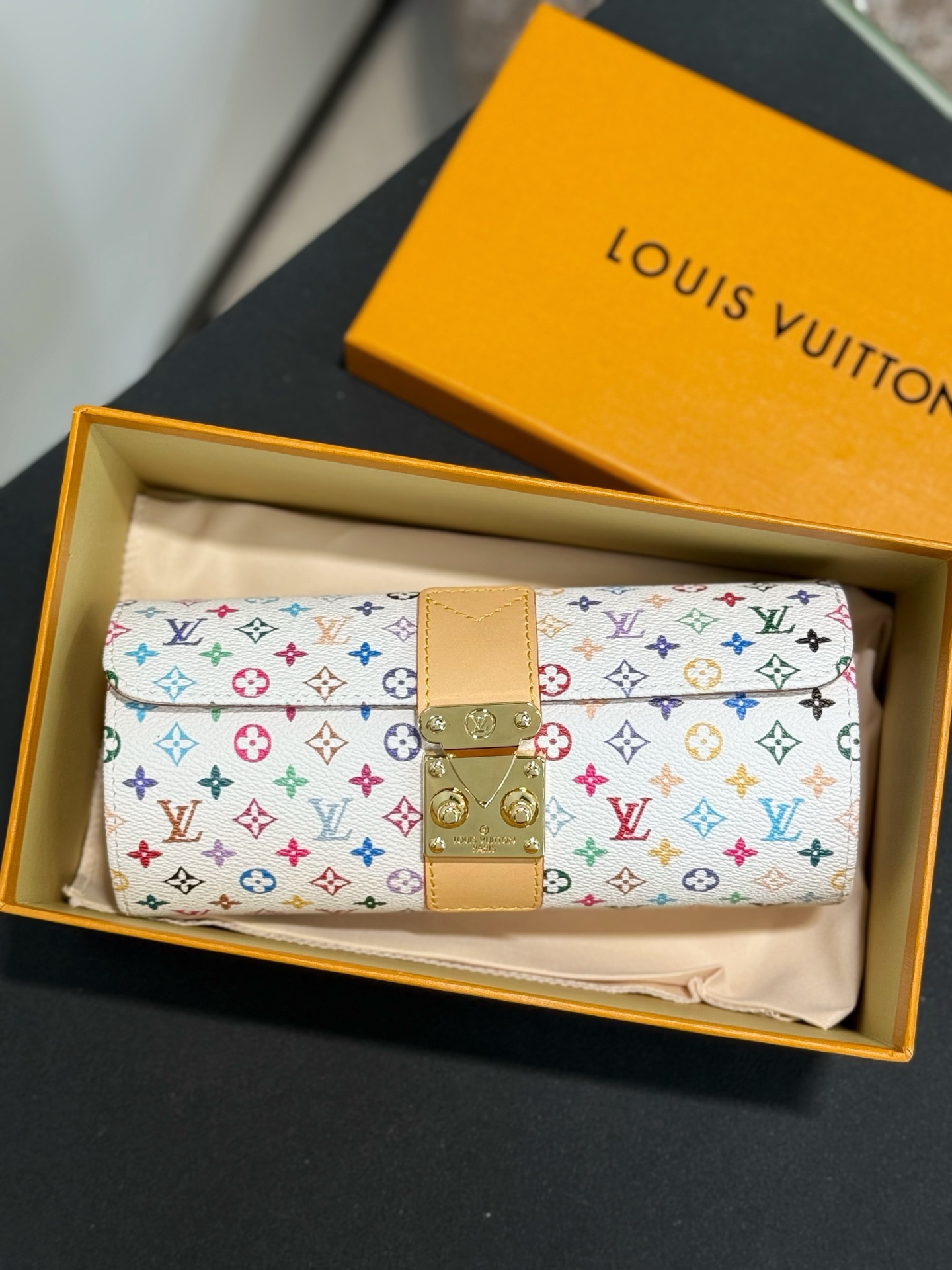 LV Etui Bijoux jewelry case in White multicolored canvas