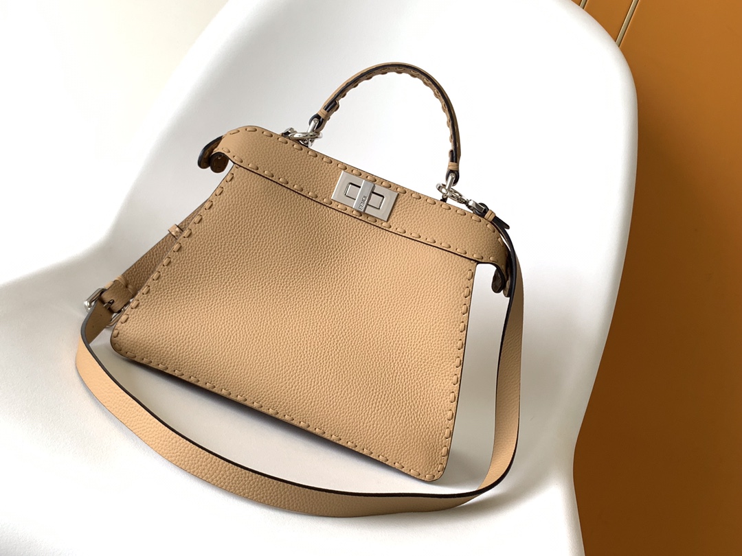 Fendi Iconic Peekaboo ISeeU Small Selleria Bag-Beige