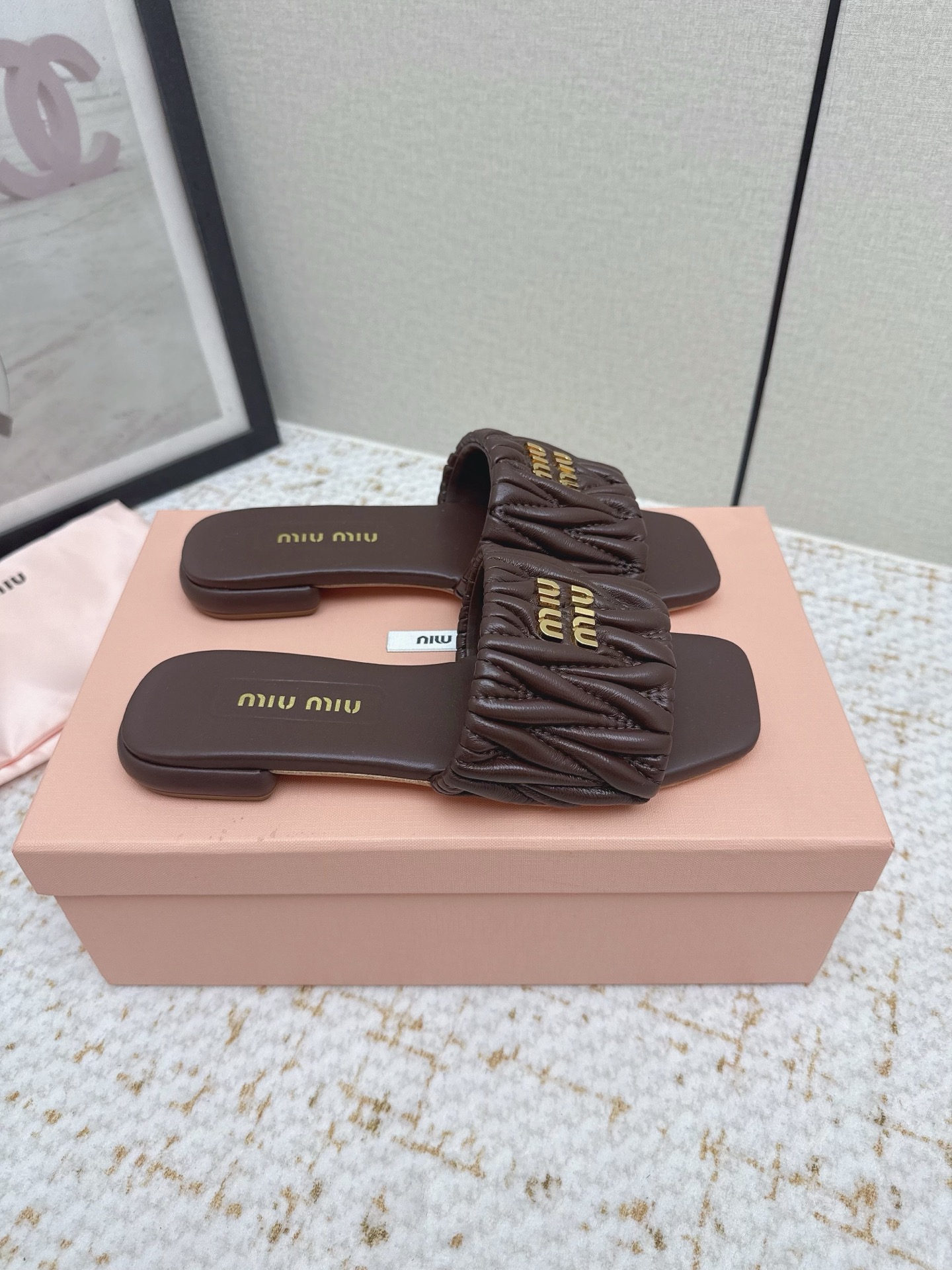 Miu Miu Matelassé Nappa Flat Mule
