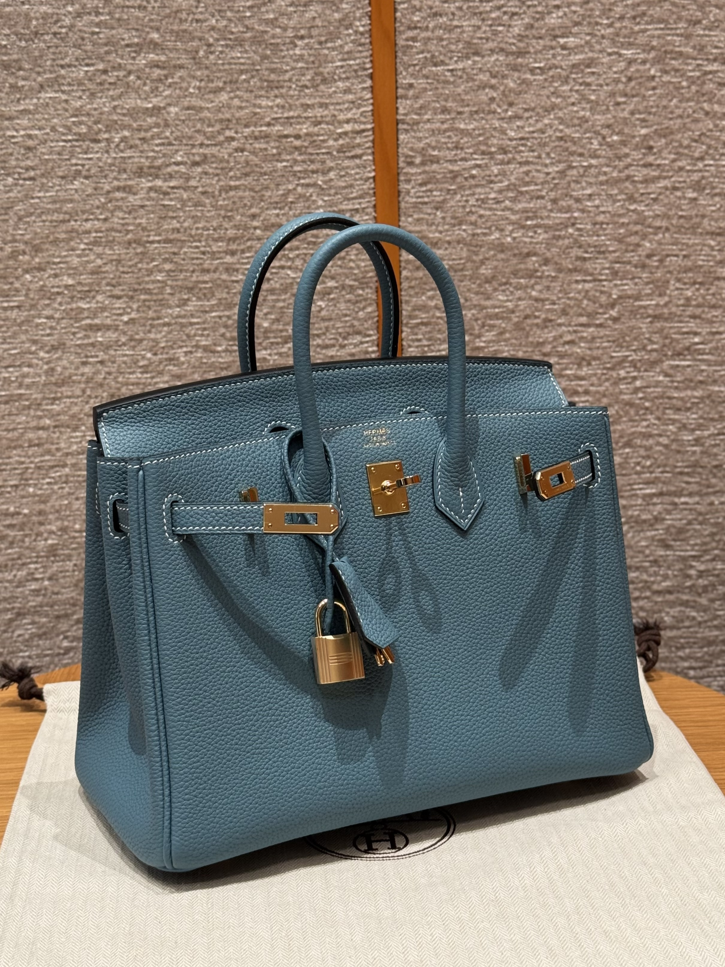 Hermes Blue Jean Togo Birkin 25 Bag