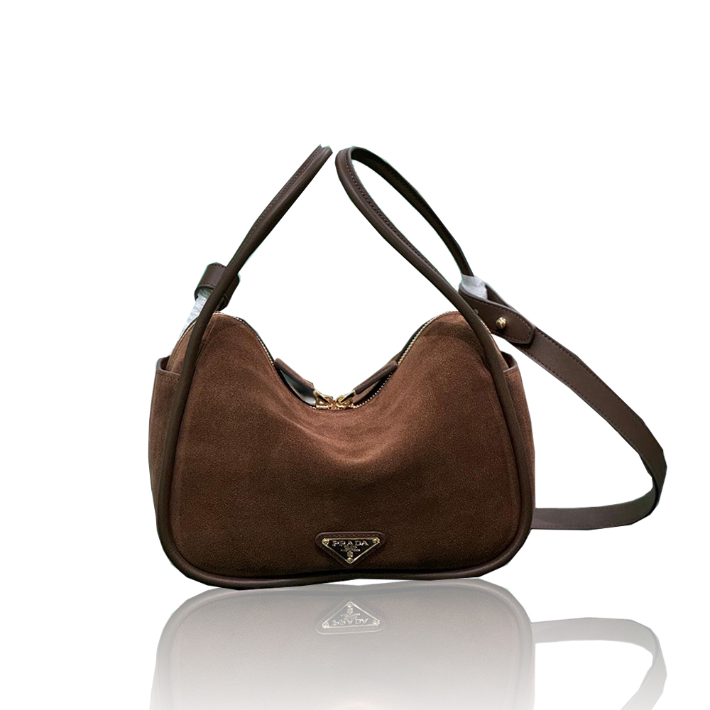 Prada Darling Suede Handbag 10A quality 1BE078(Mirror Quality)