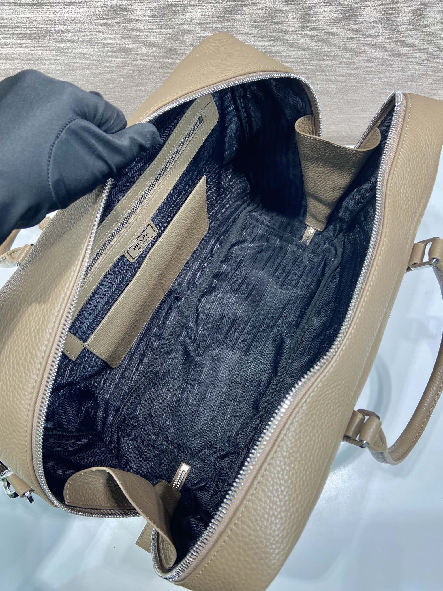 Prada Business & Travel Bags 40 IN DRIED MOSS GRAINED CALFSKIN
