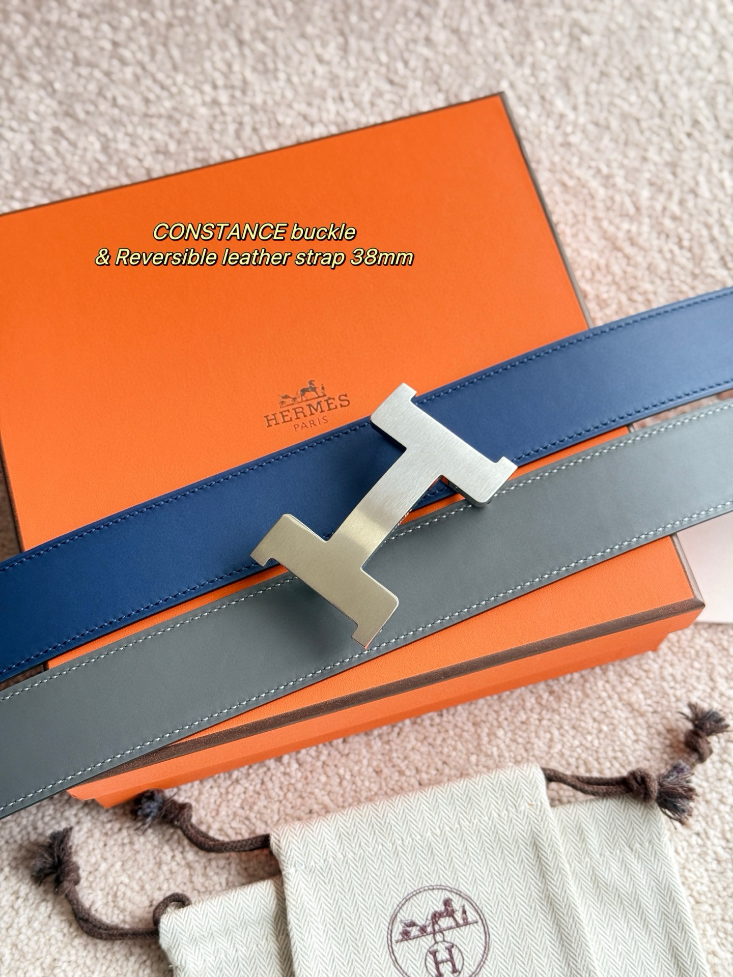 Hermes Constance H Reversible Leather Belt 3.8cm