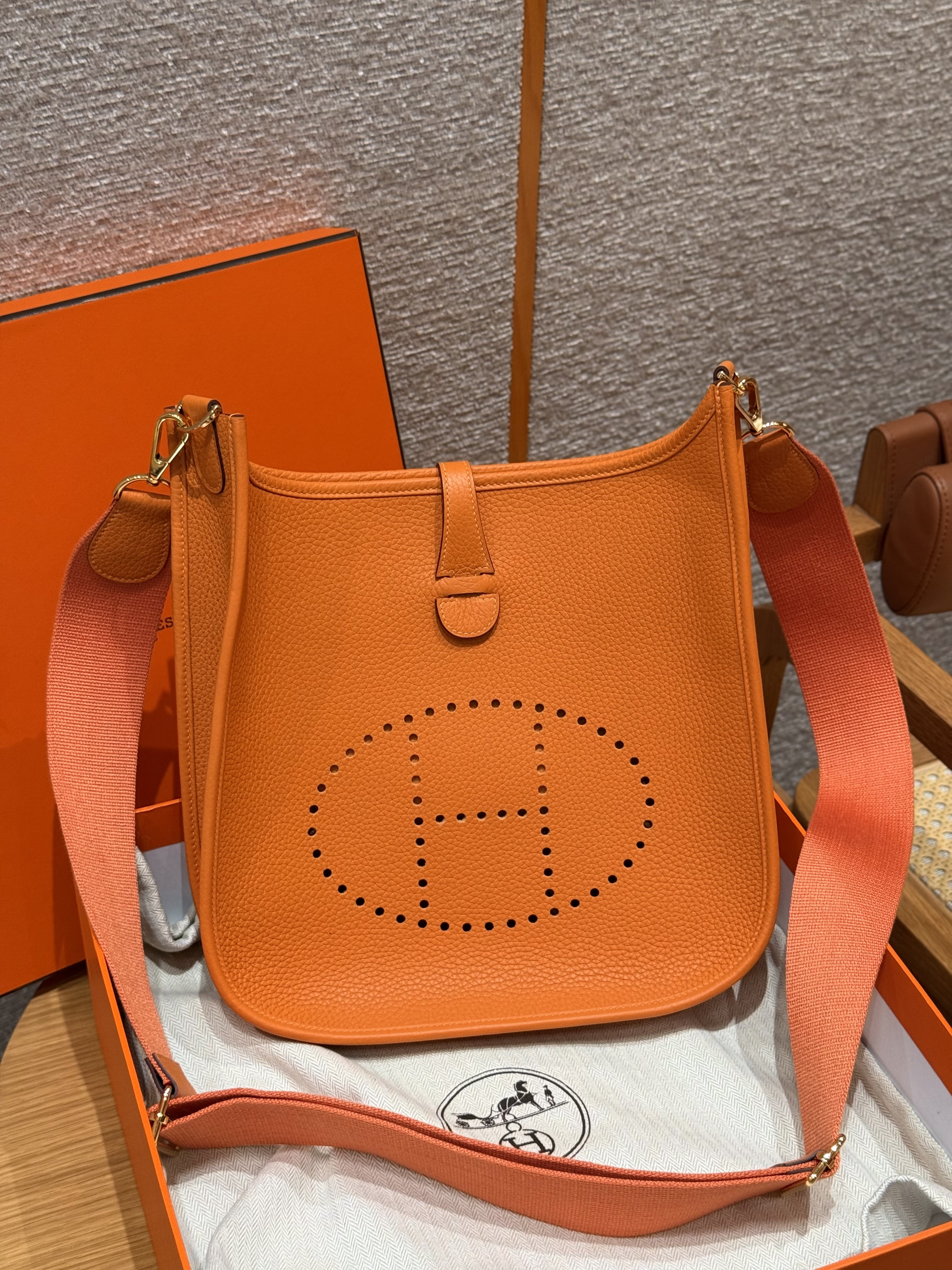 Hermes Orange Clemence Evelyne III 29