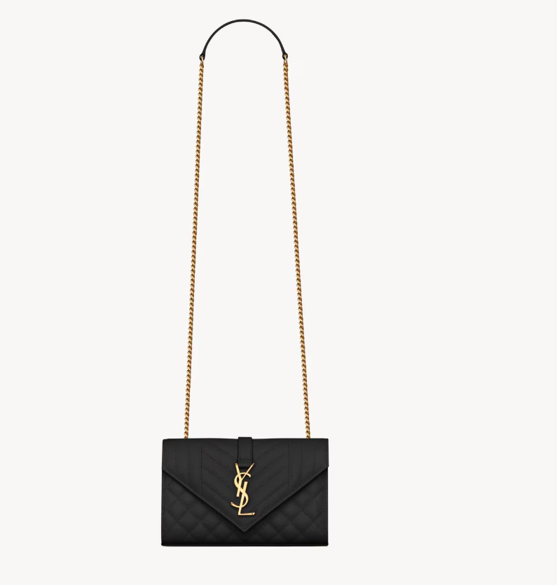 Saint Laurent Black Quilted grained calfskin Small Envelope Bag