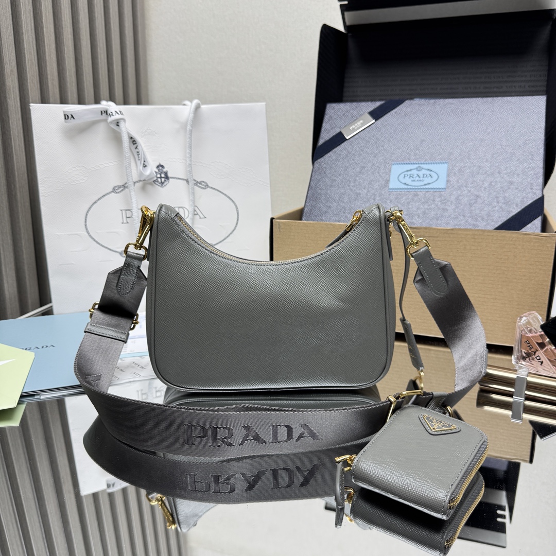 Prada Re-Edition 2005 Saffiano leather bag-Grey 1BH204