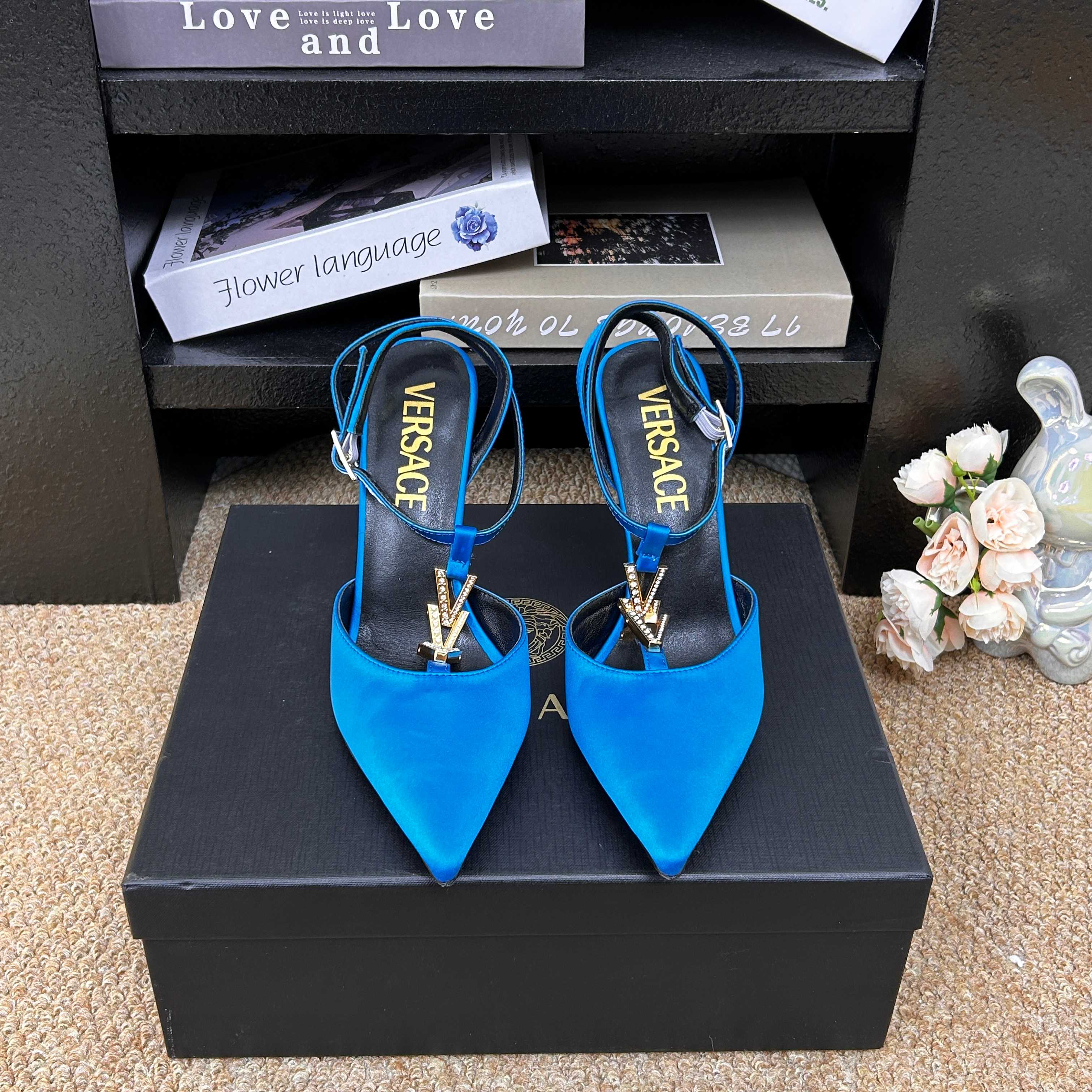 Versace Gianni Ribbon Satin Slingback Pump
