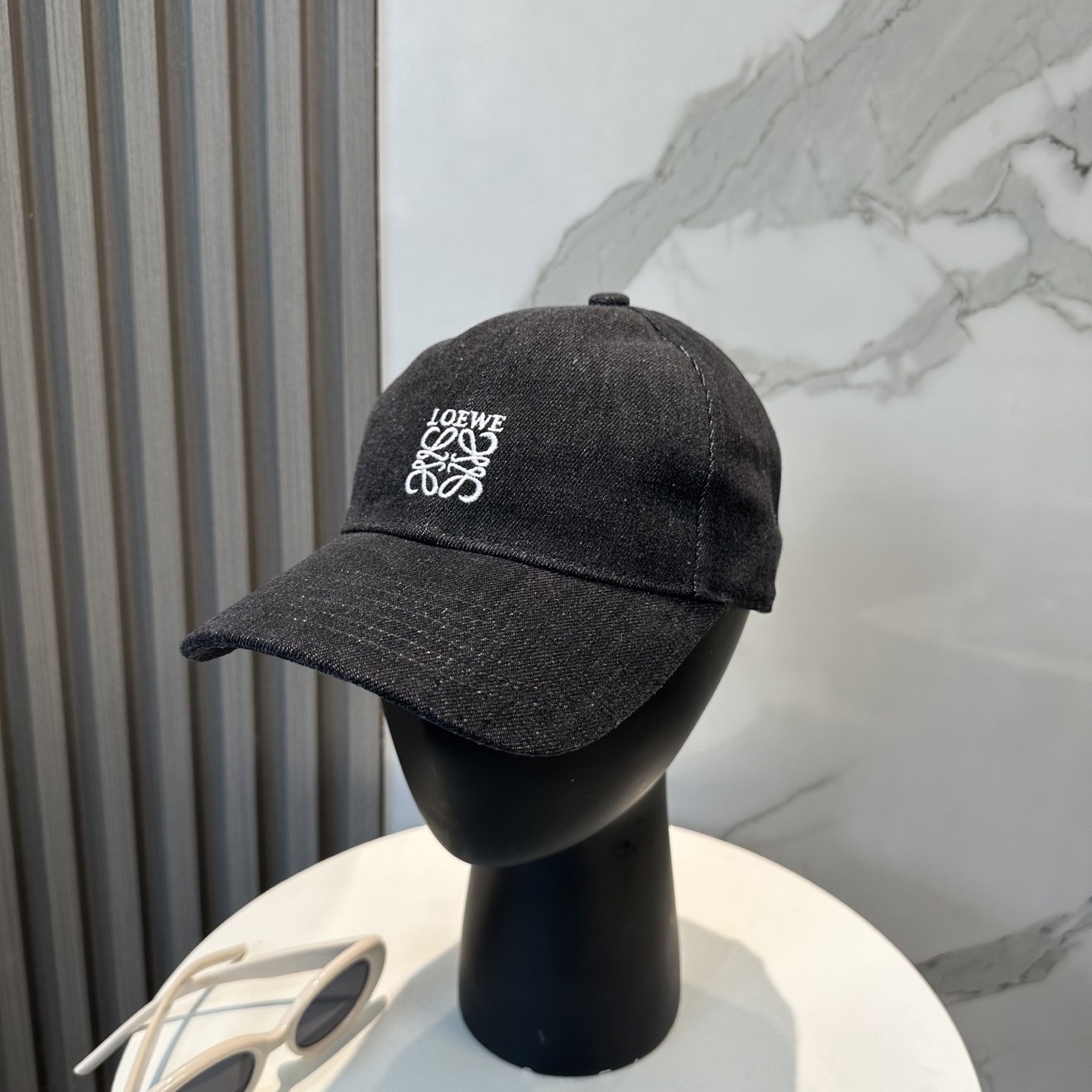 Loewe Washed Denim Anagram Embroidered Logo Six-panel Baseball Cap - KAIROO