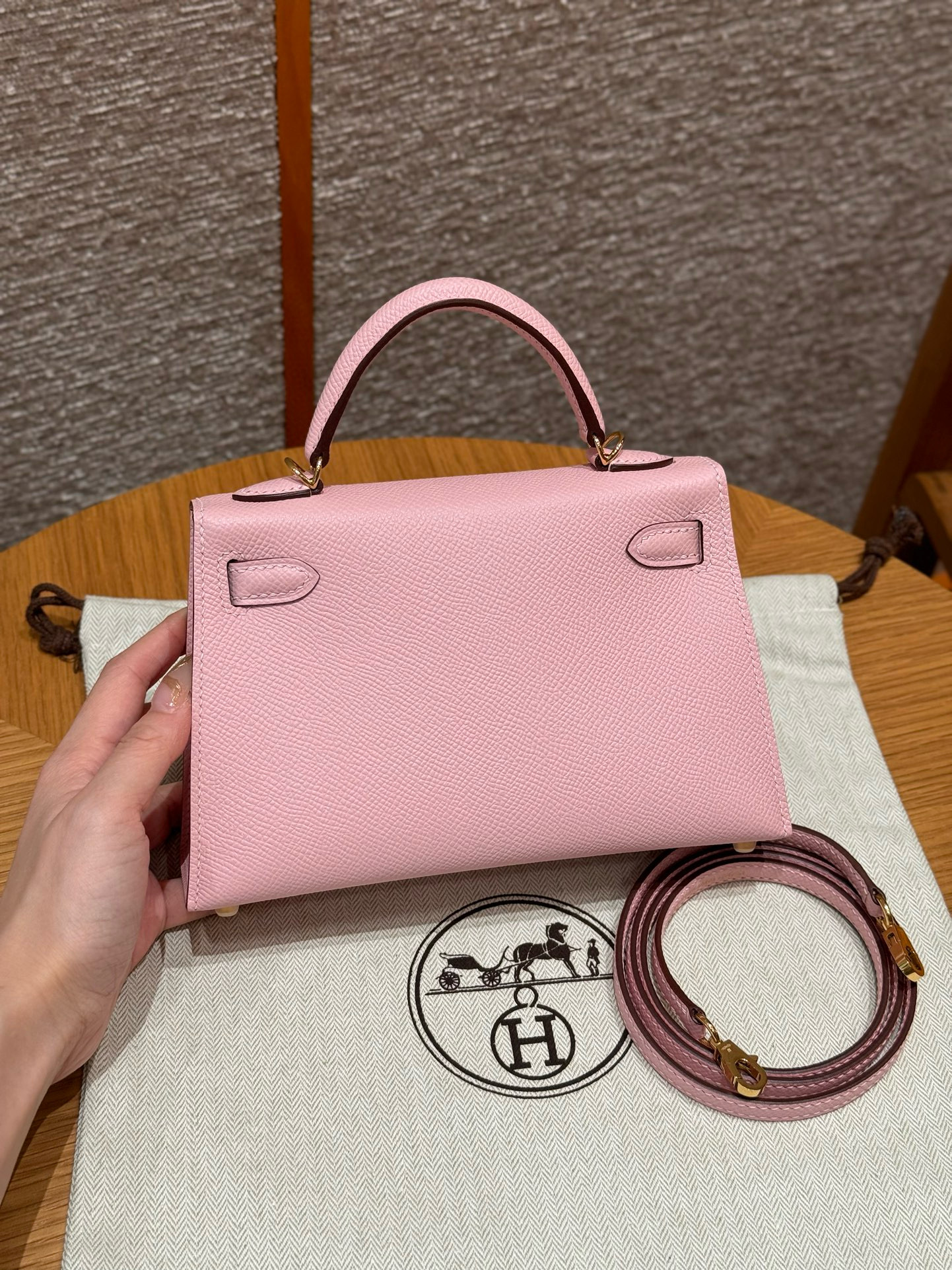 Hermes Rose Sakura Epsom Mini Kelly 20 II