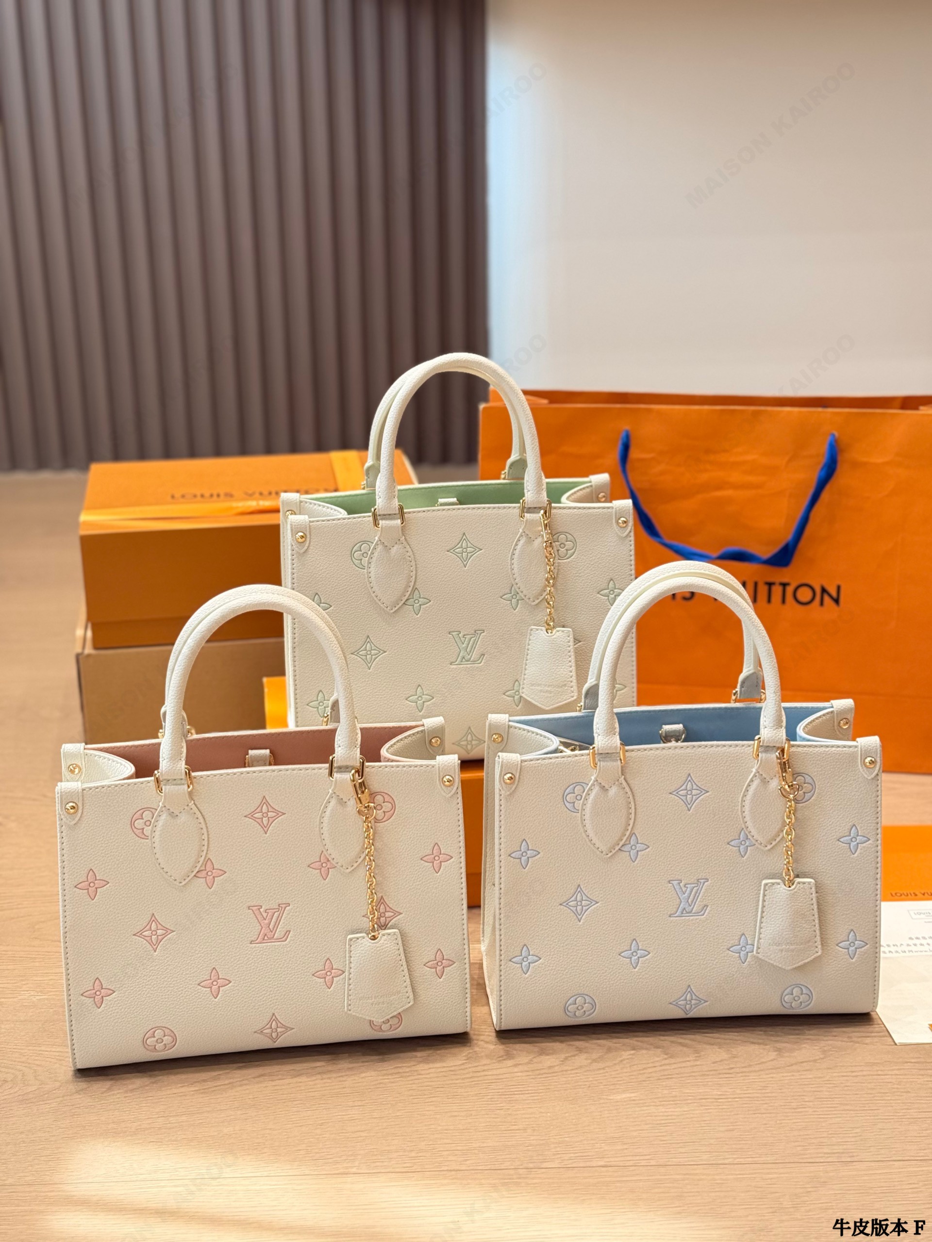 Louis Vuitton LV OnTheGo PM Pastel Monogram Small Embossed Leather Top Handle Tote Bag - KAIROO