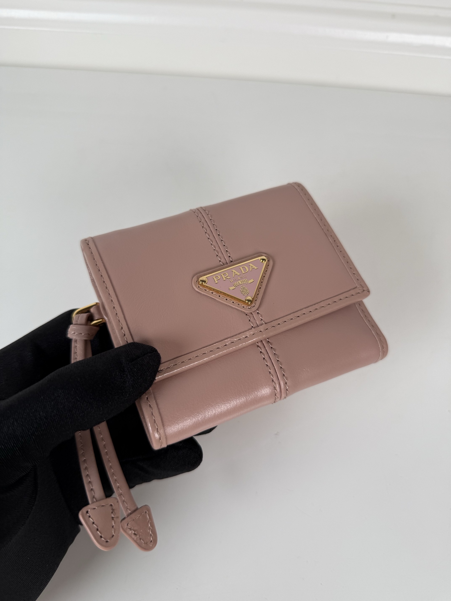 Prada Calfskin Small Wallet-Nude pink