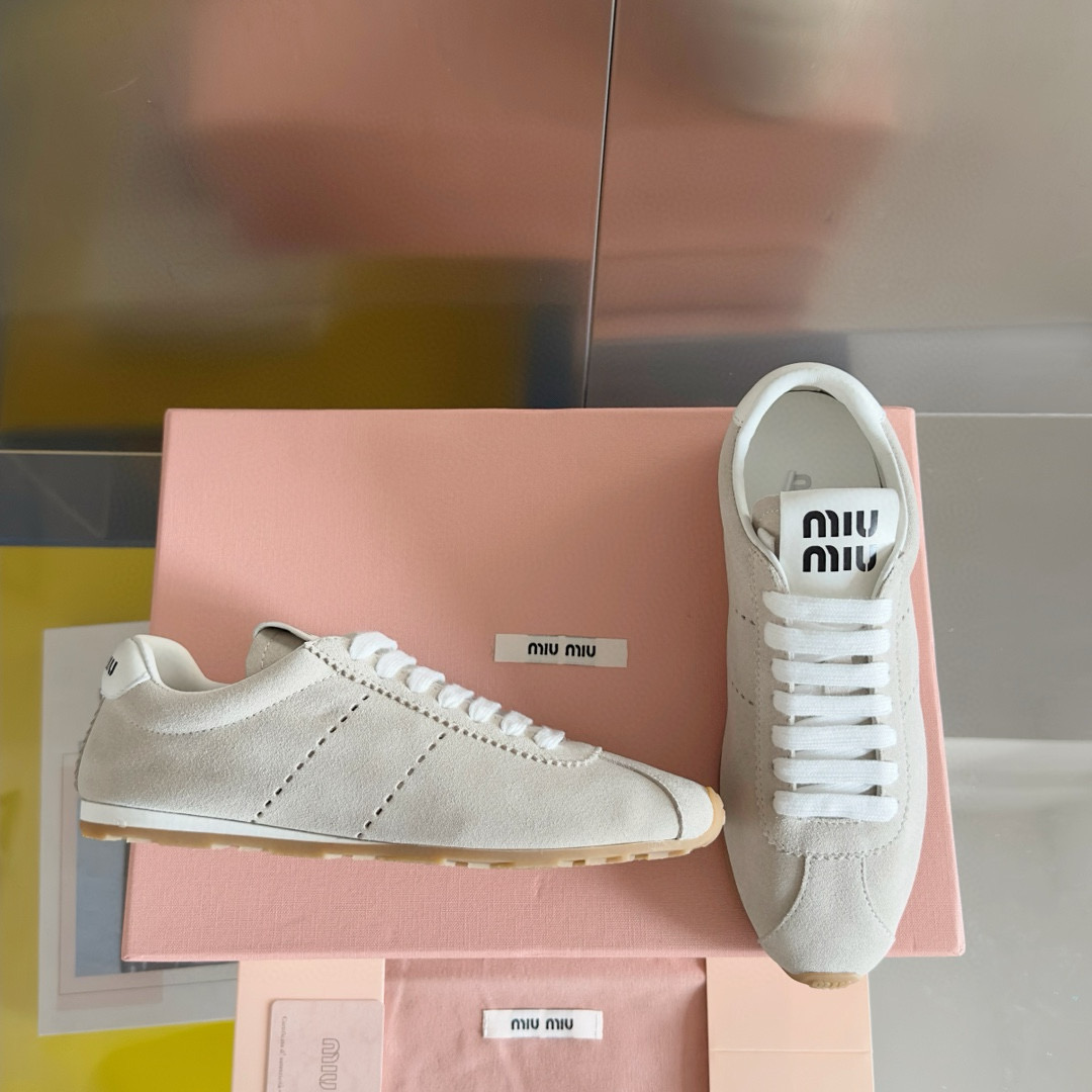 Miu Miu Plume Suede Leather Sneaker