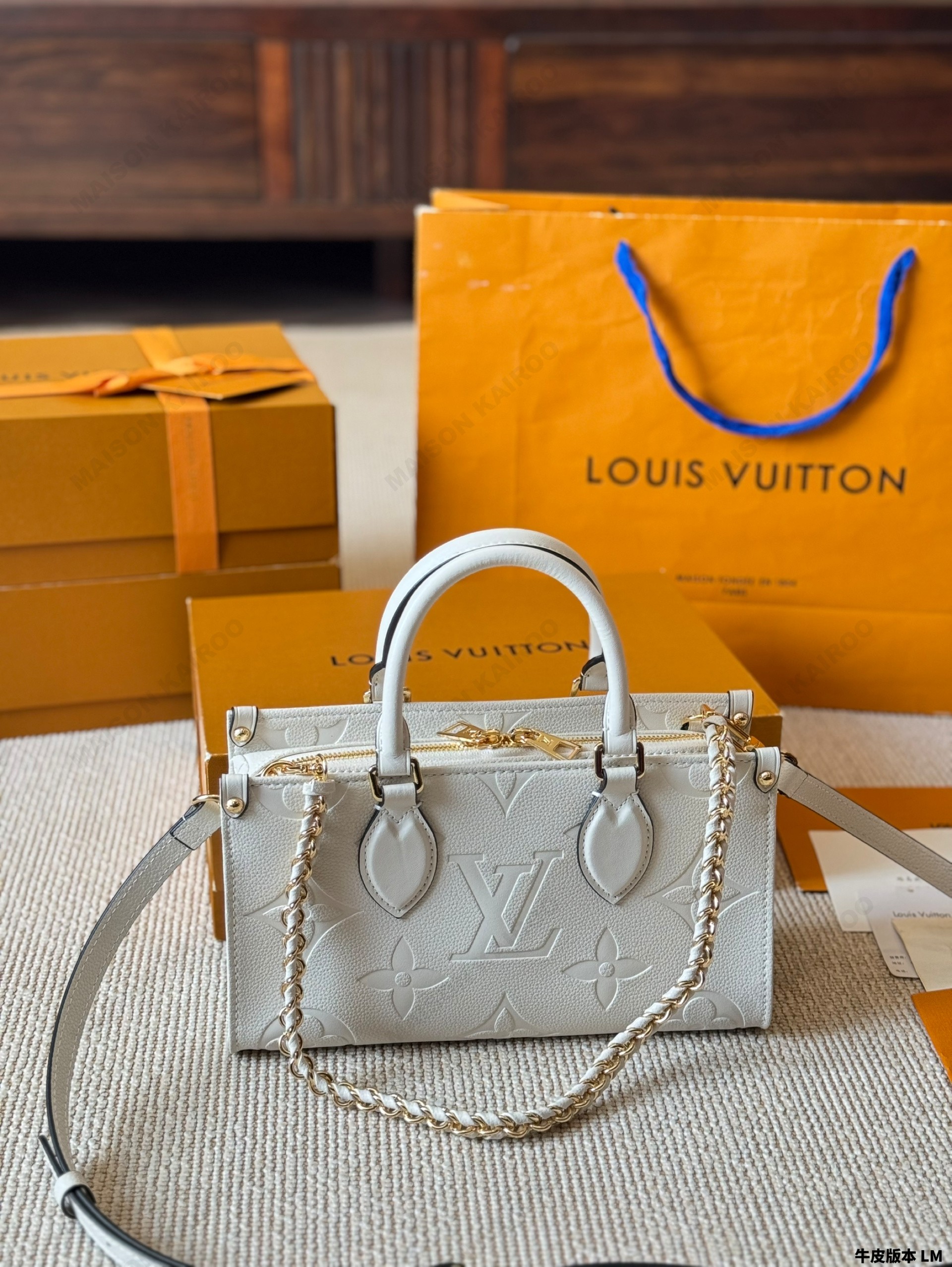 Louis Vuitton LV OnTheGo East West Giant Monogram Empreinte Leather Zipper Chain Top Handle Tote Bag - KAIROO