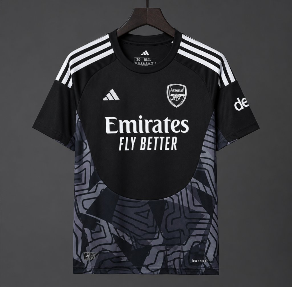 26/27 Arsenal Black with Dark Grey Geometric Contour Pattern Goalkeeper Jersey  S-XXL - musan