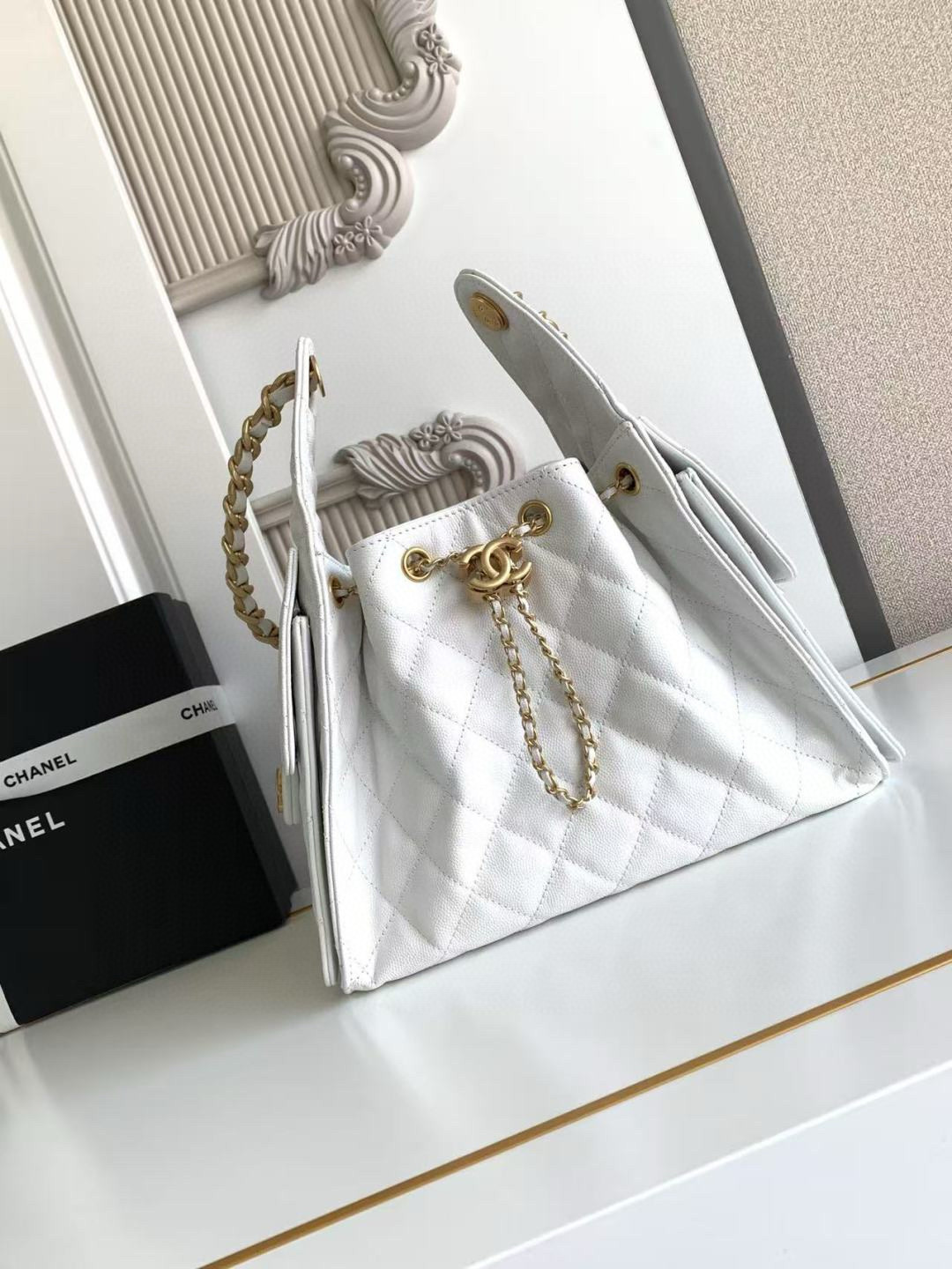 Chanel 25 Small Hobo Bag in White