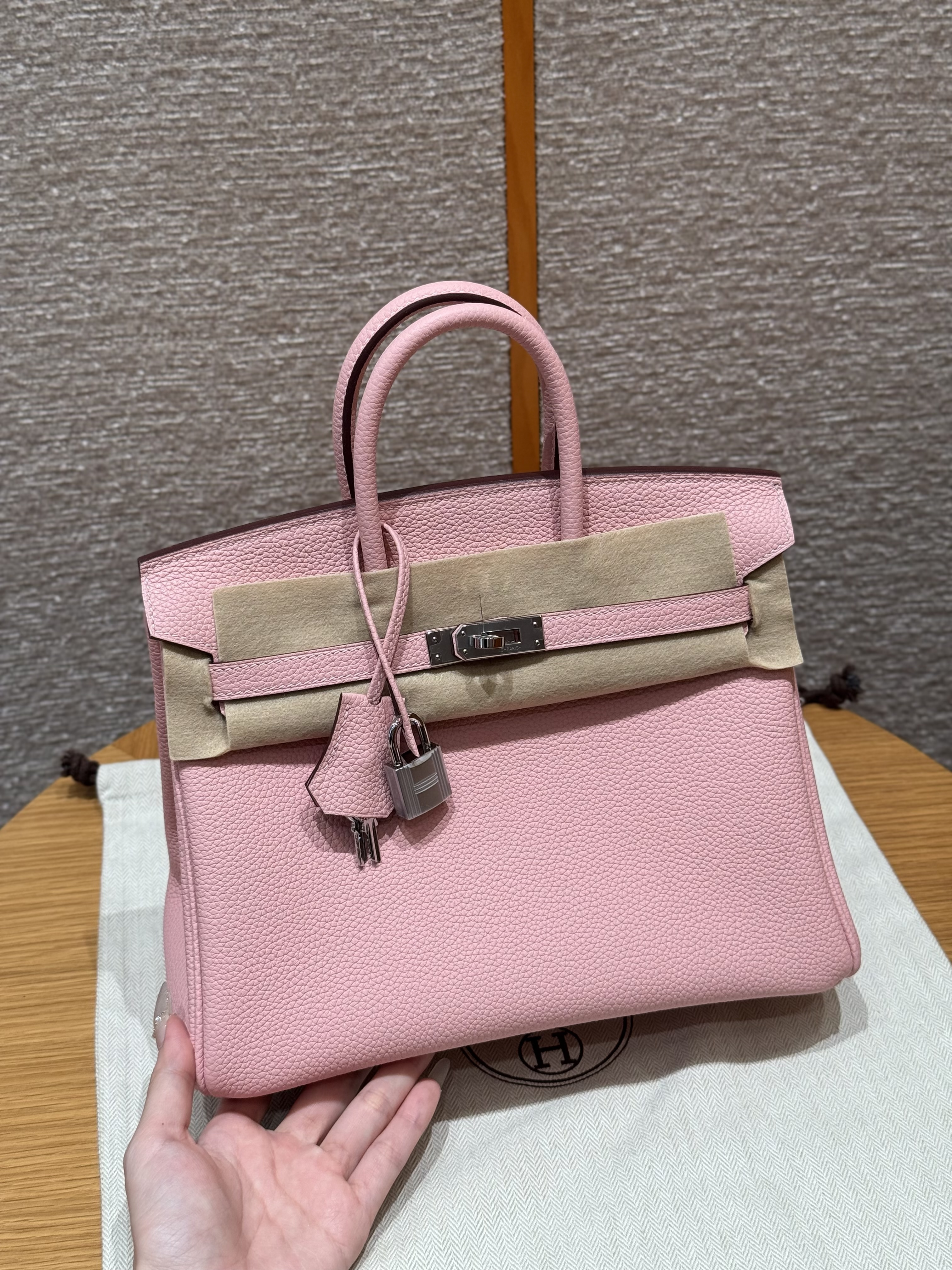 Hermes Rose Sakura Togo Birkin 25 Bag