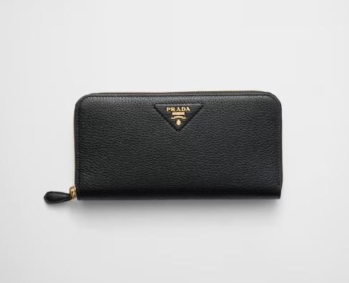 Prada Large Zippy Wallet in Black grained calfskin