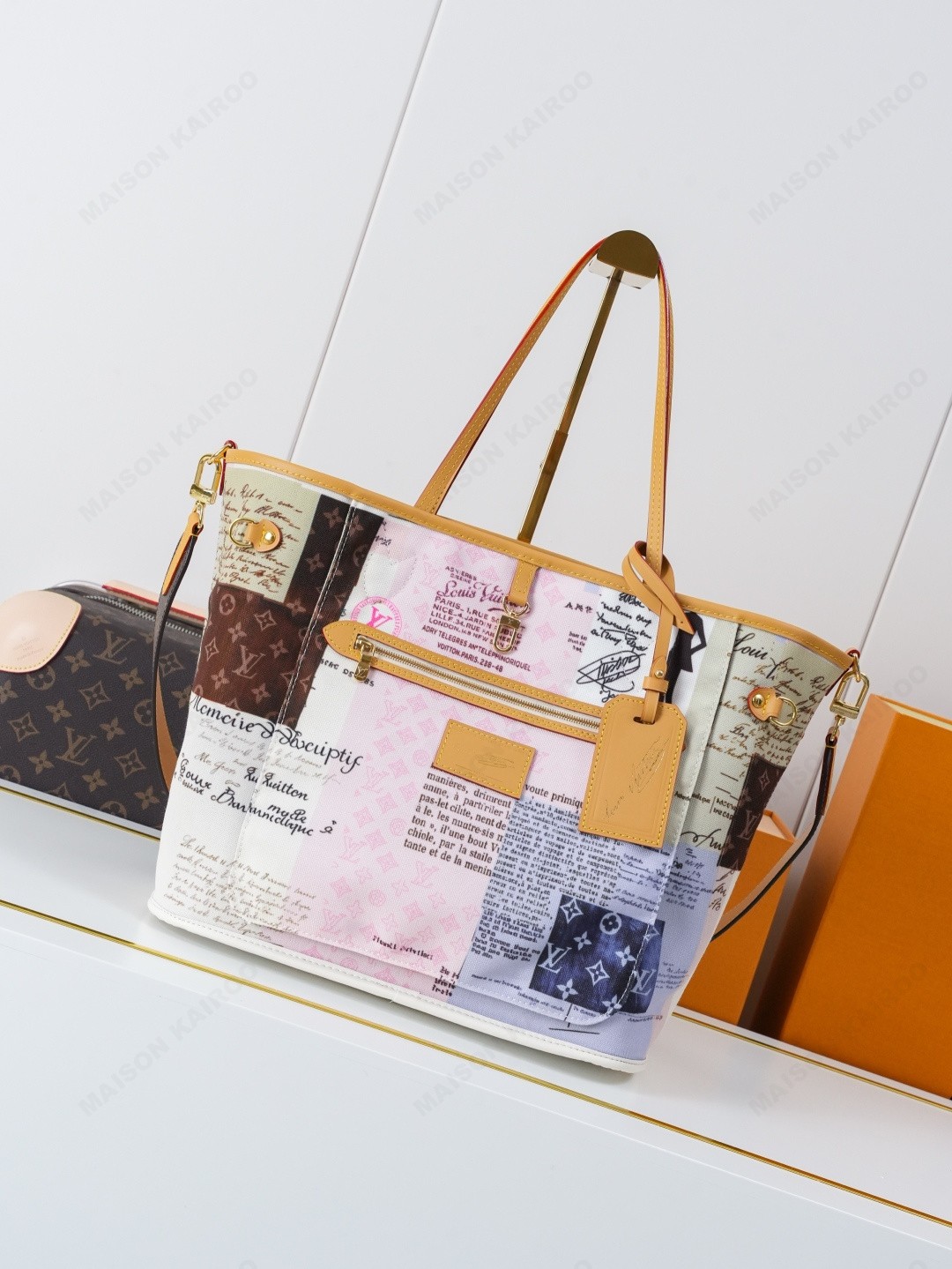 【10A】Louis Vuitton LV Neverfull Inside Out MM&GM Canvas Patchwork Newspaper Print Strap Reversible Tote Bag - KAIROO
