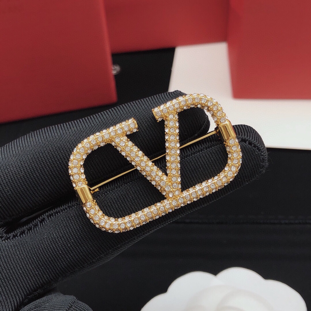 Valentino Full Rhinestone Brooch