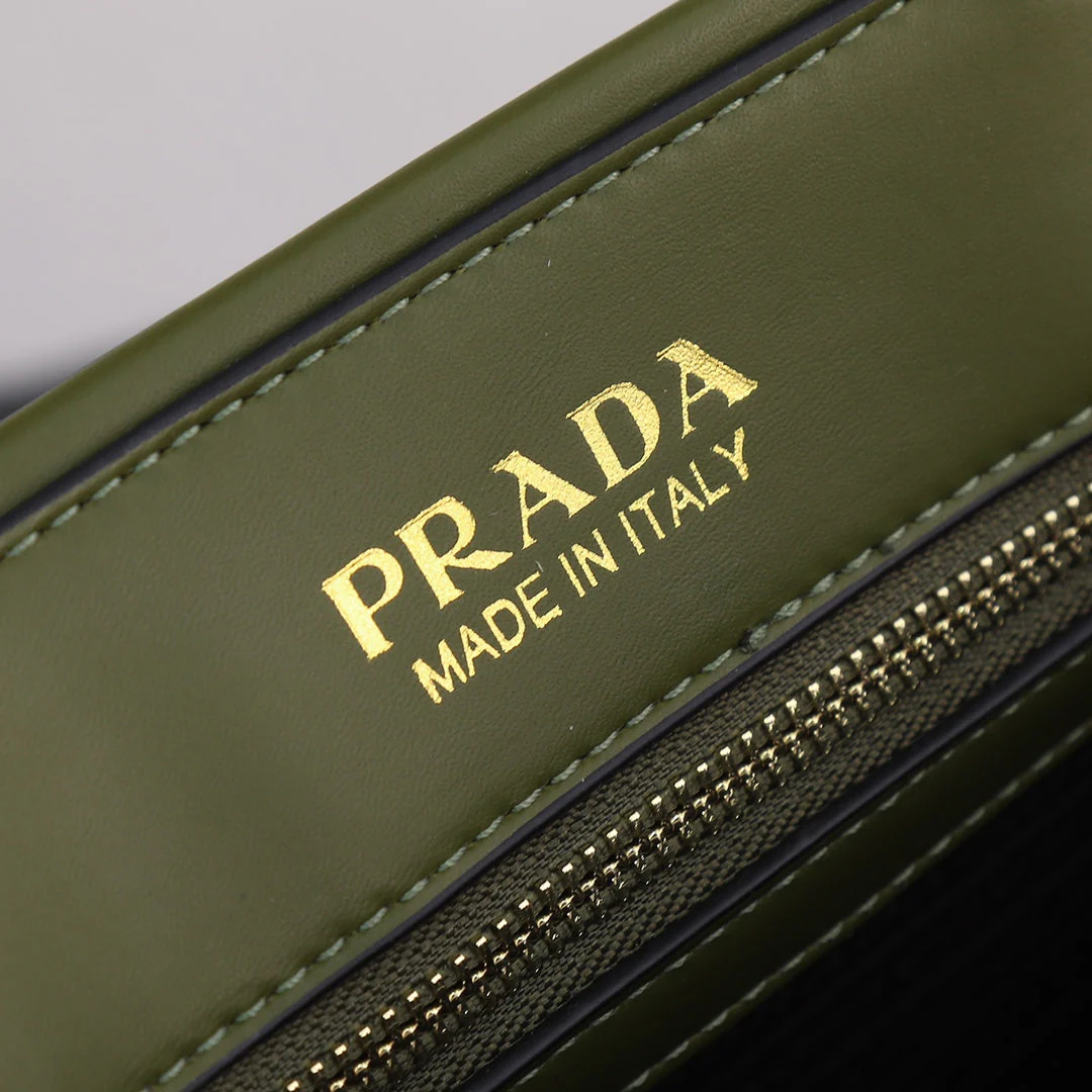 Prada LARGE 39 TOTE IN OLIVE GREEN CALFSKIN GOLD HARDWARE