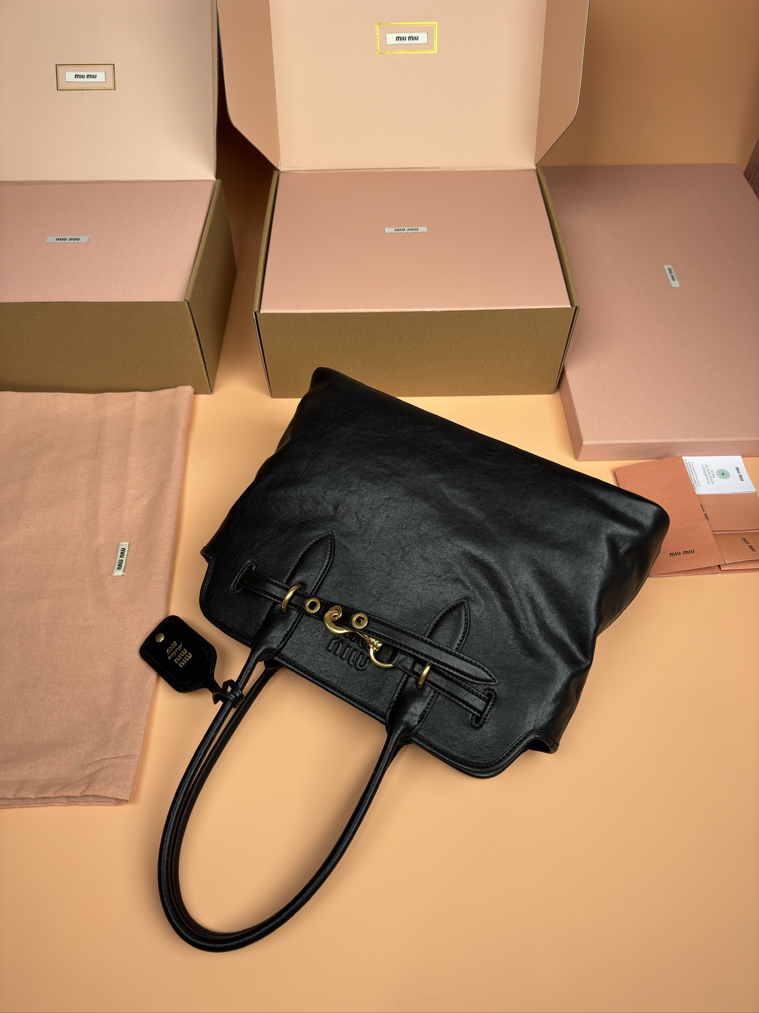 Miumiu adventure nappa sheepskin leather tote bag