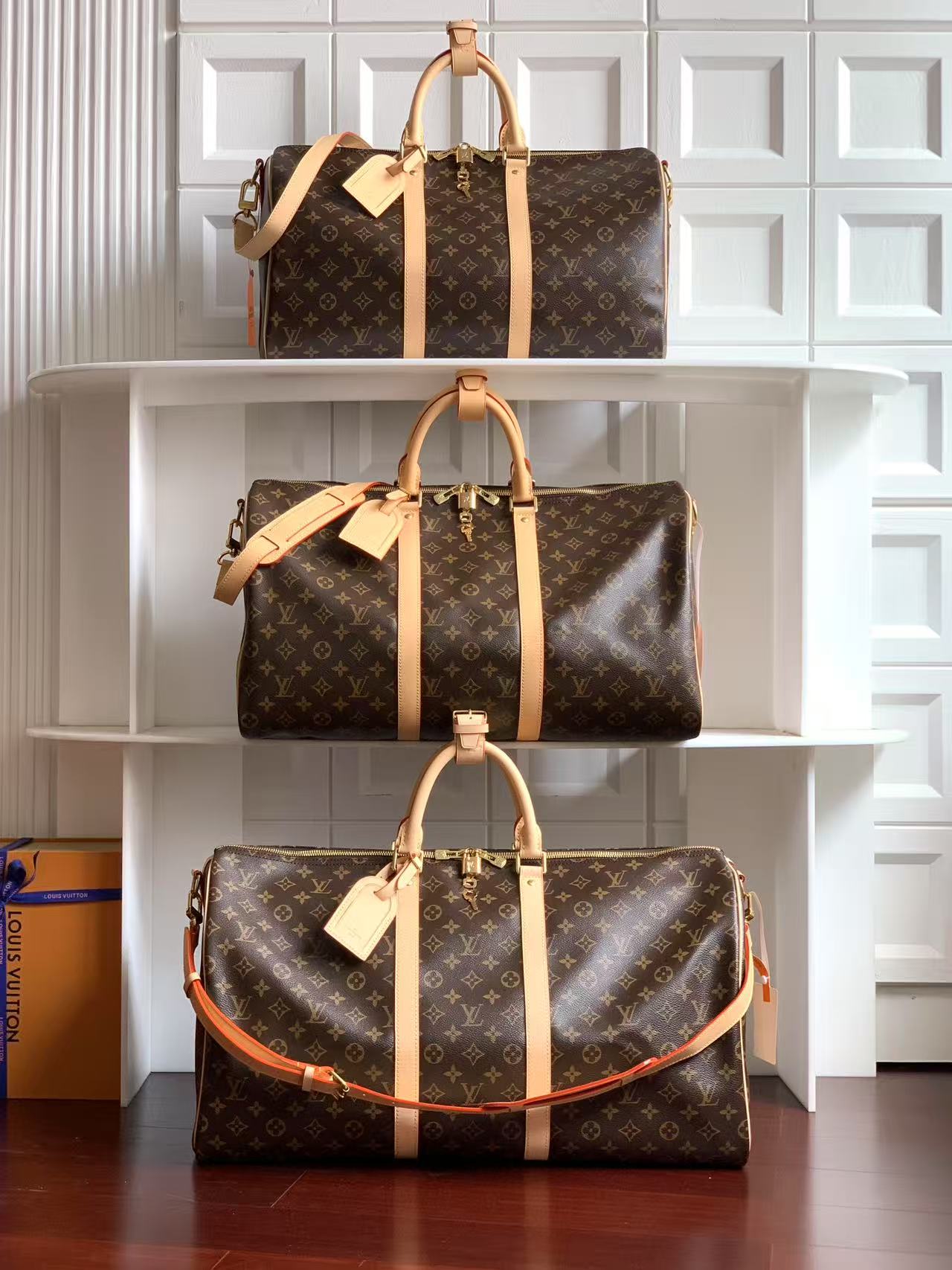 Louis Vuitton LV Keepall Bandoulière 45/50/55 Classic Monogram Canvas Vachetta Leather Travel Duffel Bag - KAIROO