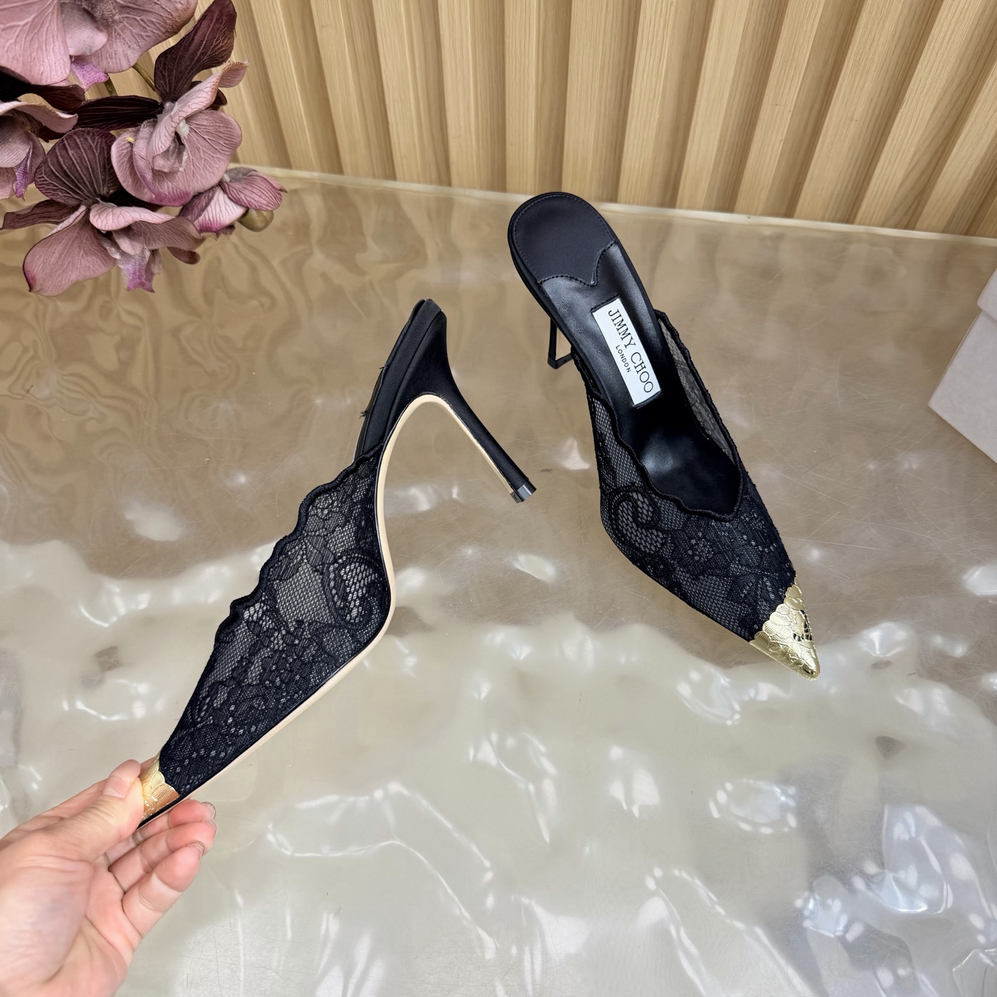 Jimmy Choo Lace Heeled Mule