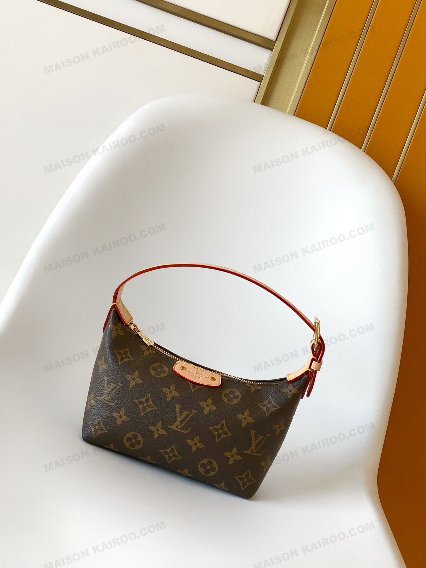 【10A】Louis Vuitton LV Remix Pochette Hills Brown Monogram Canvas Hobo Lunch Box Shoulder Bag - KAIROO