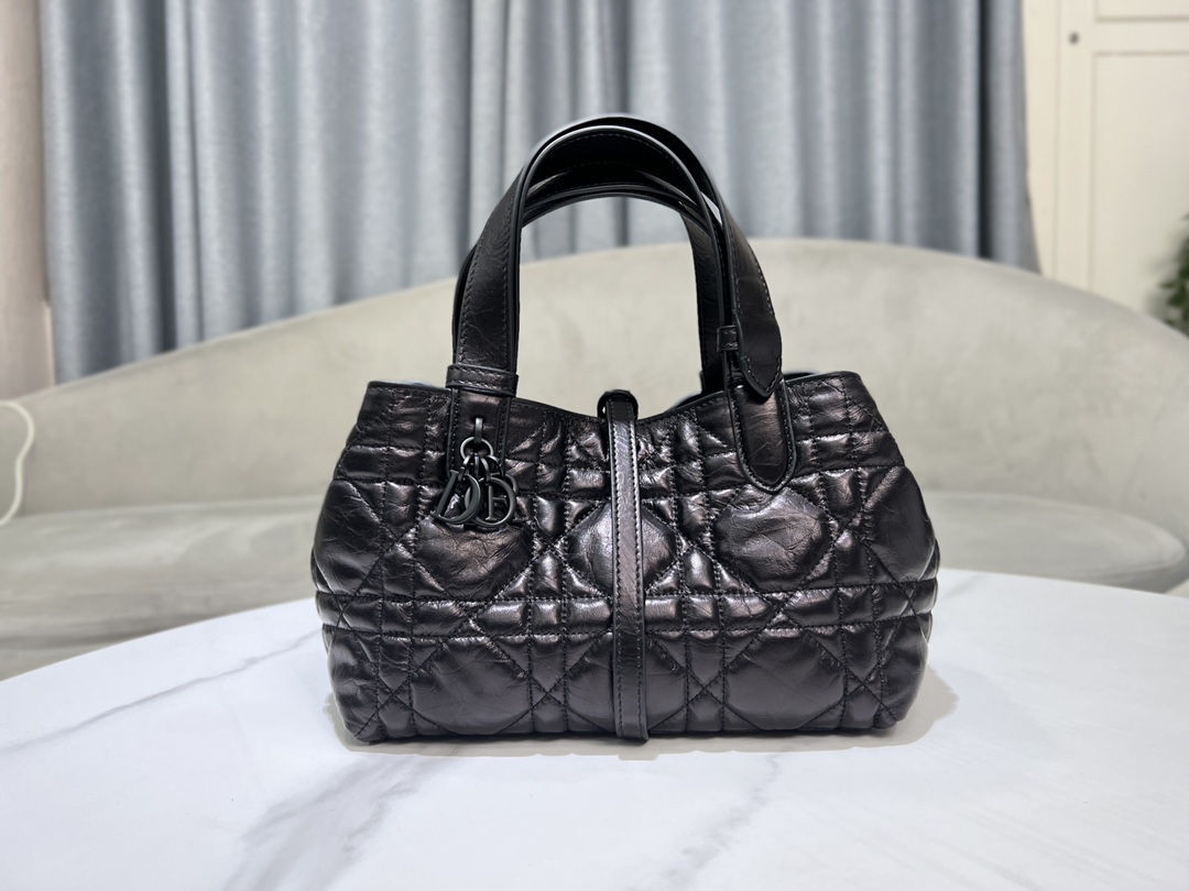 Dior Small Toujours Bag in Black Shiny Quilted Calfskin