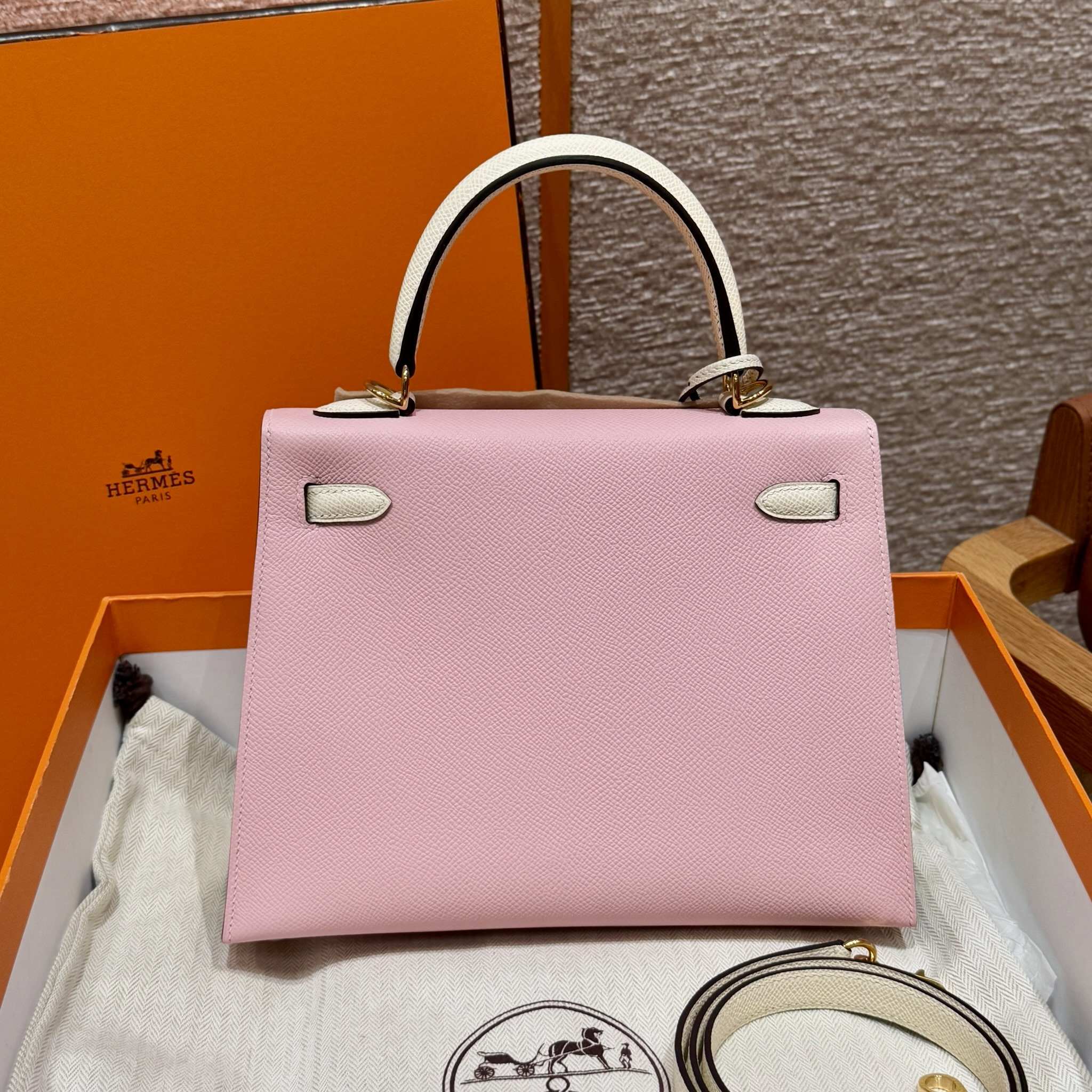 Hermes Bi-color Rose Sakura Nata Epsom Kelly 25