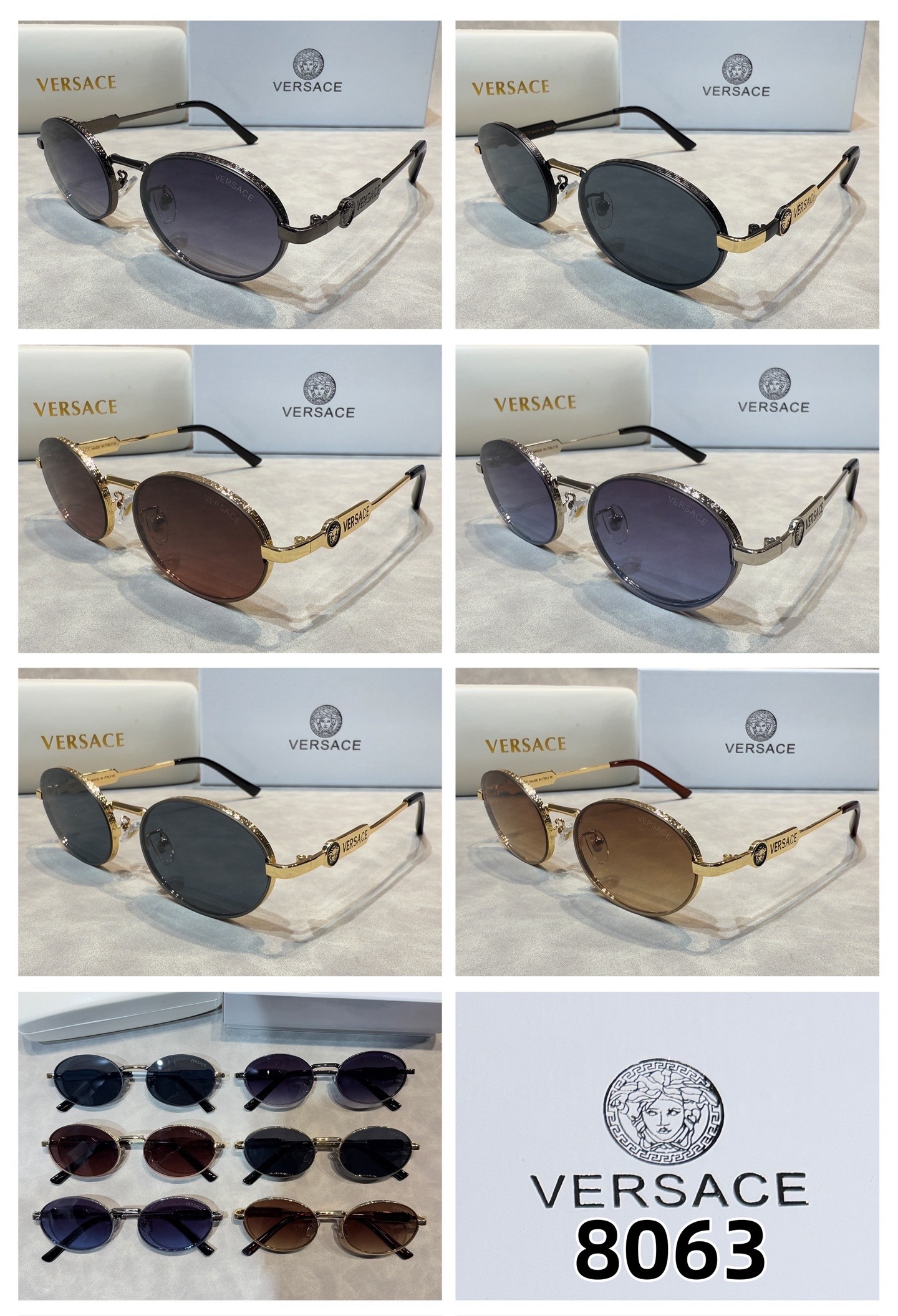 Versace Medusa Enigma White Oversized Cat-Eye Sunglasses Top quality - KAIROO