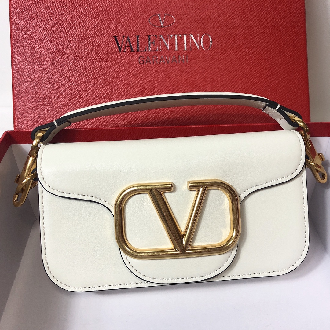Valentino Small Garavani Loco Bag in Smooth Calfskin-White