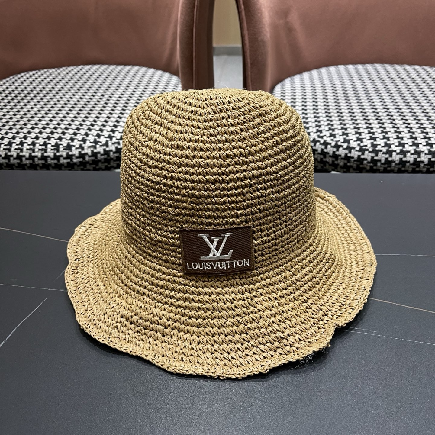 Louis Vuitton LV Woven Raffia Monogram Patch Bucket Hat - KAIROO