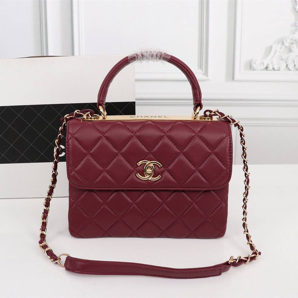 Chanel Flap Bag Trendy CC With Top Handle-Burgundy