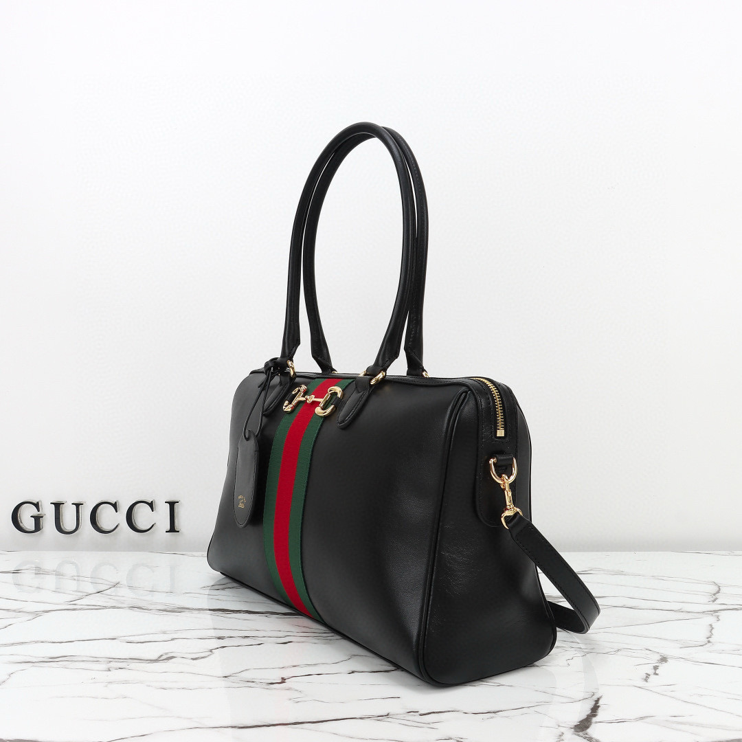 Gucci Borsetto large boston bag in Black Calf Leather