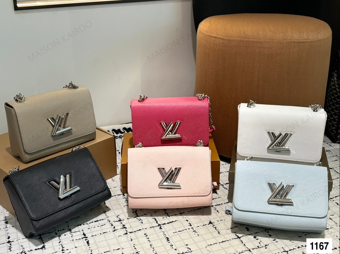 Louis Vuitton LV Twist Lock MM Epi Leather Silver Logo Flap Shoulder Bag - KAIROO
