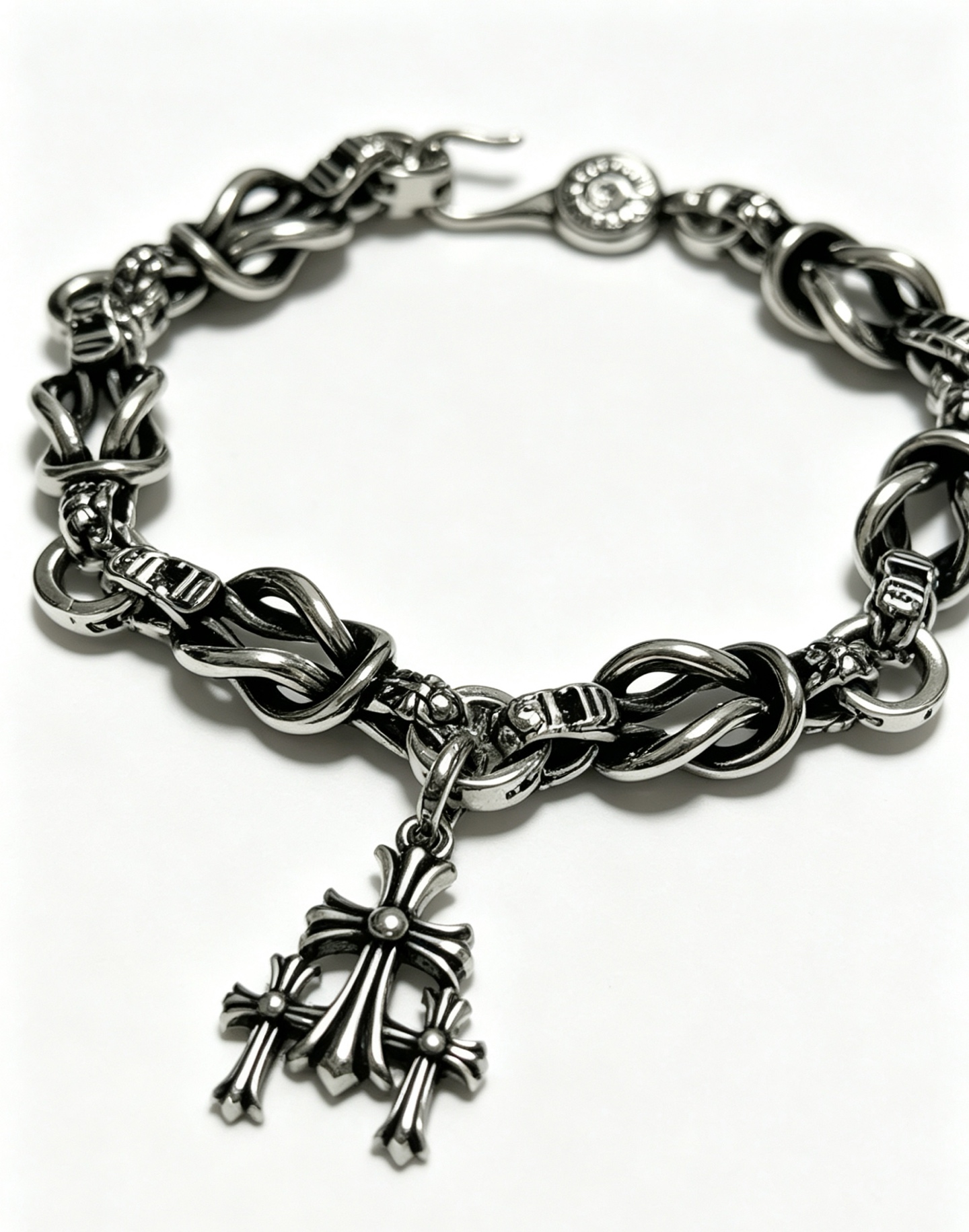 Chrome Hearts Oxidized Silver Unisex Bracelet
