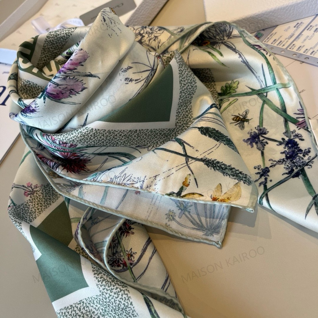 Dior Base Dragonfly Floral Square Scarf - KAIROO