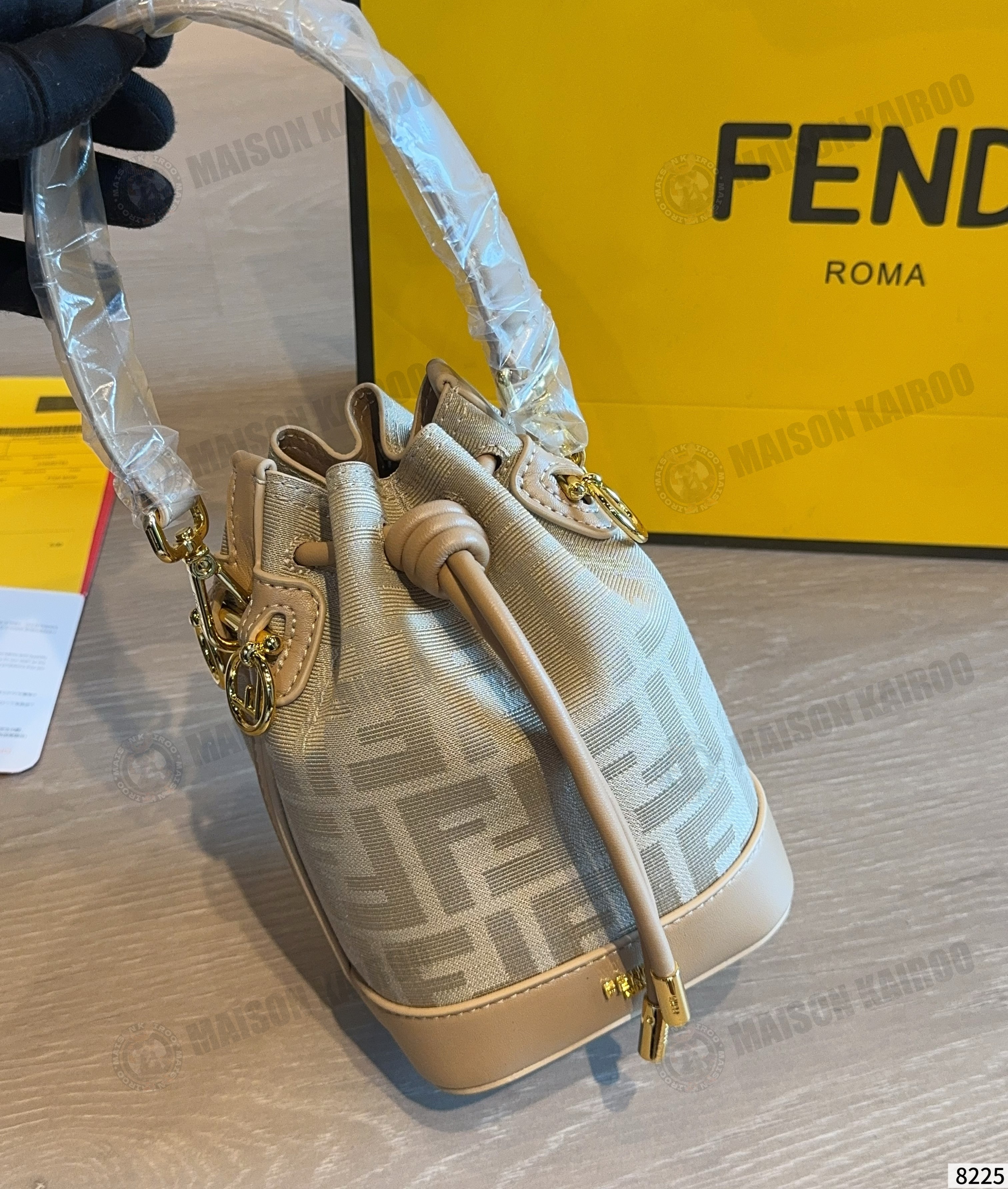 Fendi FF Mon Tresor Mini Jacquard Monogram Drawstring Base Logo Bucket Shoulder Bags - KAIROO