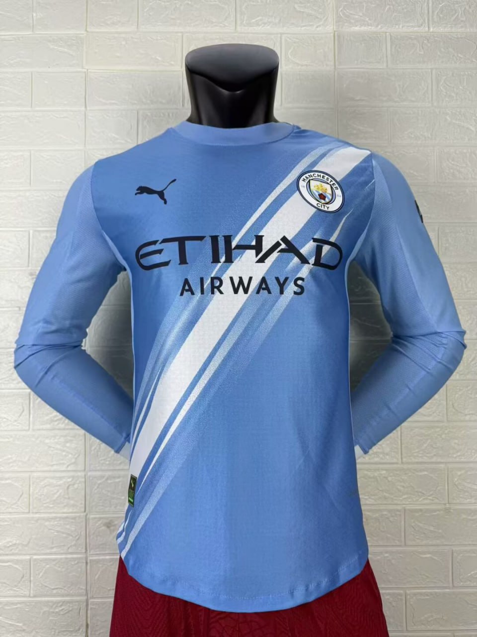 Manchester City Home Player Version Long Sleeve Jersey 25/26