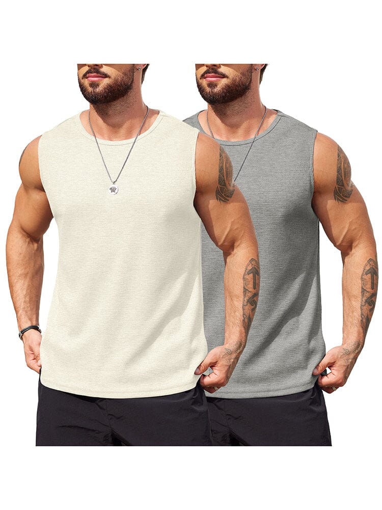 (Pre-order)Casual 2 Pack Waffle Tank Tops (US Only)