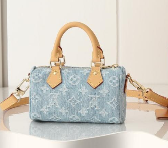 Louis Vuitton LV-Nano Speedy Light Denim Handbag