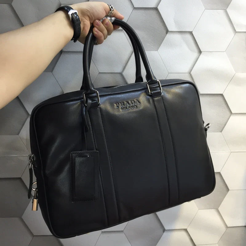 Prada Business & Travel BAG 38 IN BLACK SMOOTH LAMBSKIN