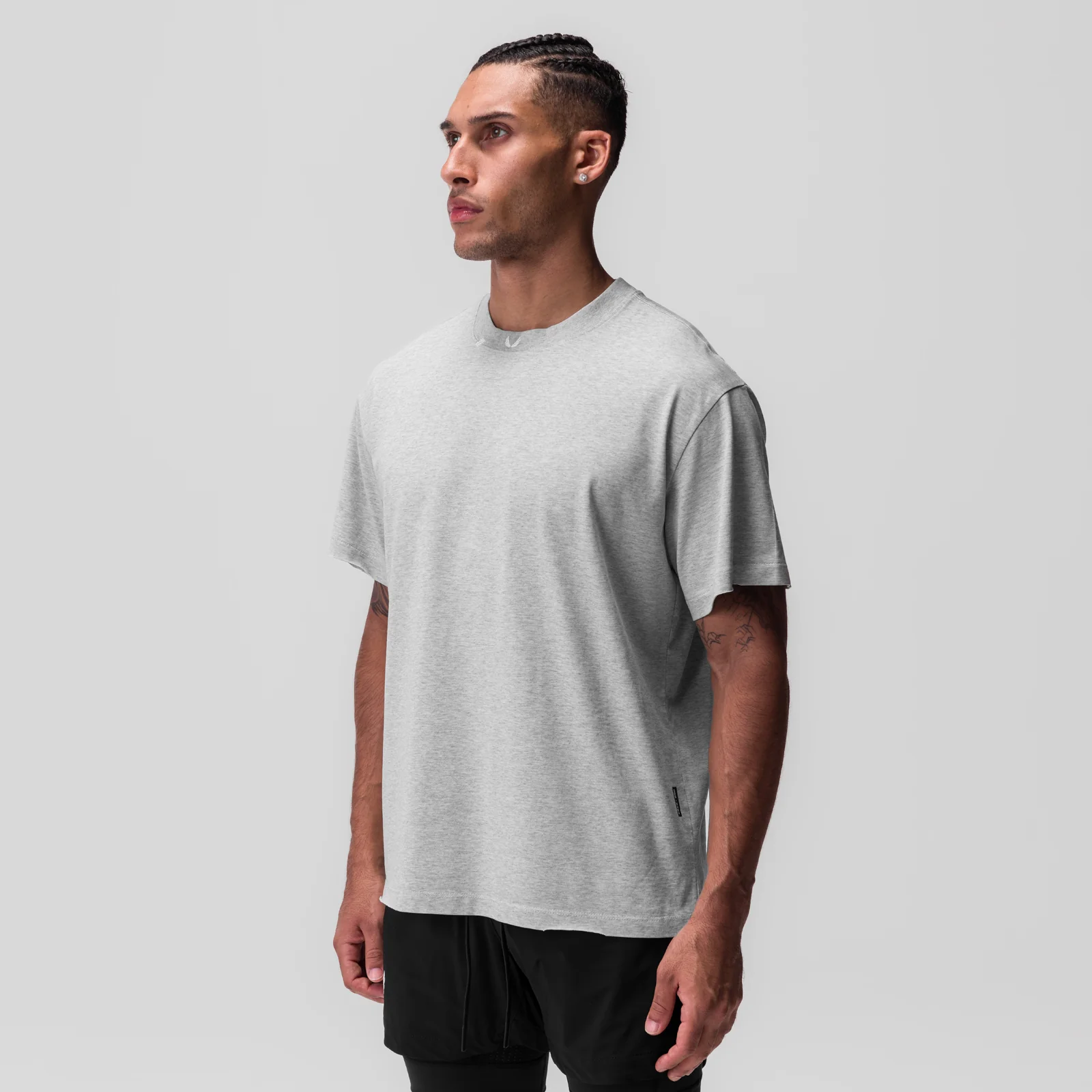 0797. Tech Essential Relaxed Tee - Heather Grey