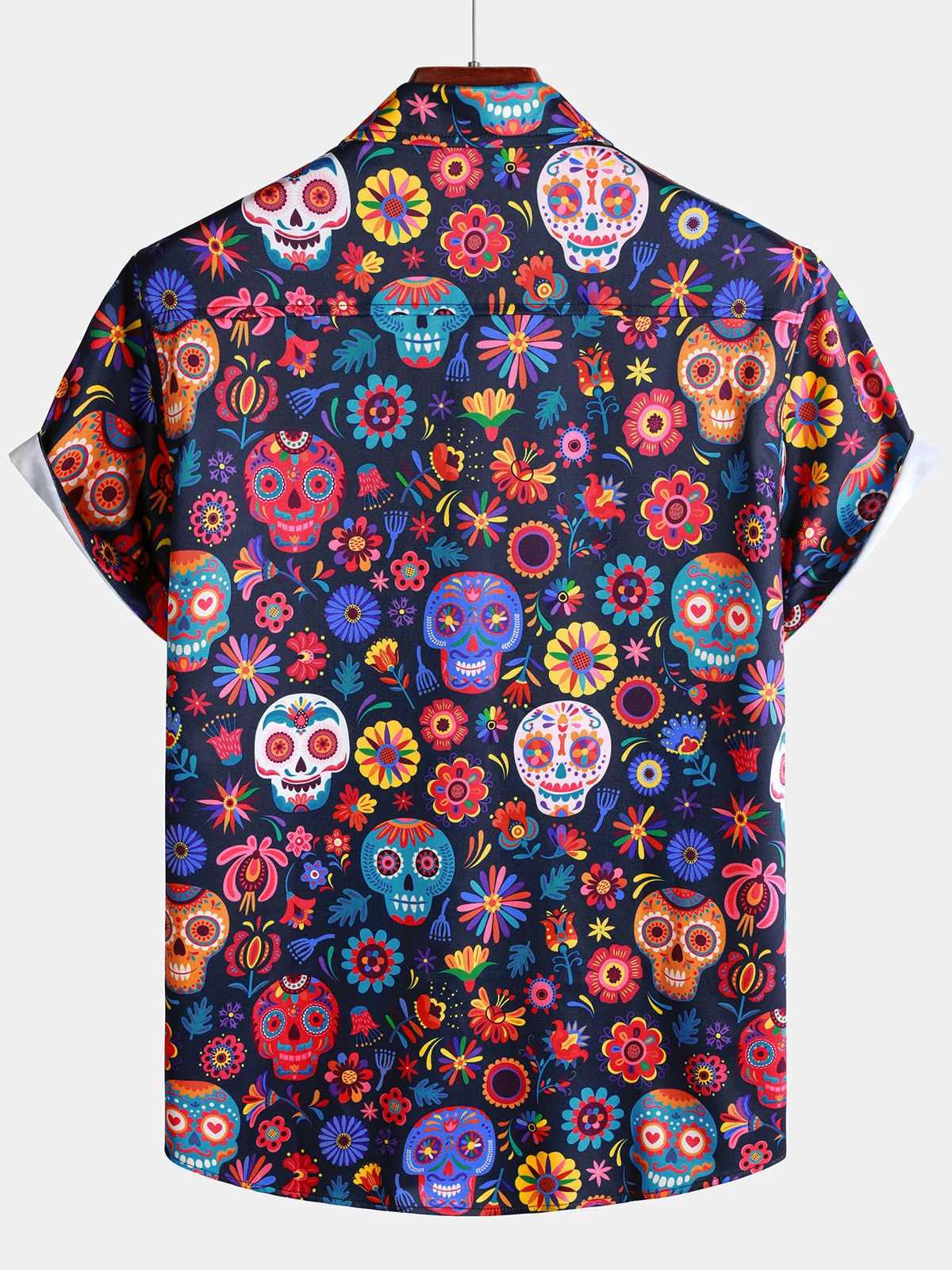 Men's Retro Blue Skull Punk Rock Hawaiian Shirt