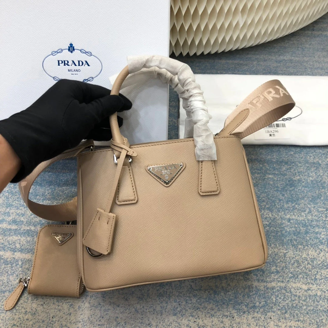 Prada MINI 23 BAG IN TAN BEIGE SAFFIANO LEATHER