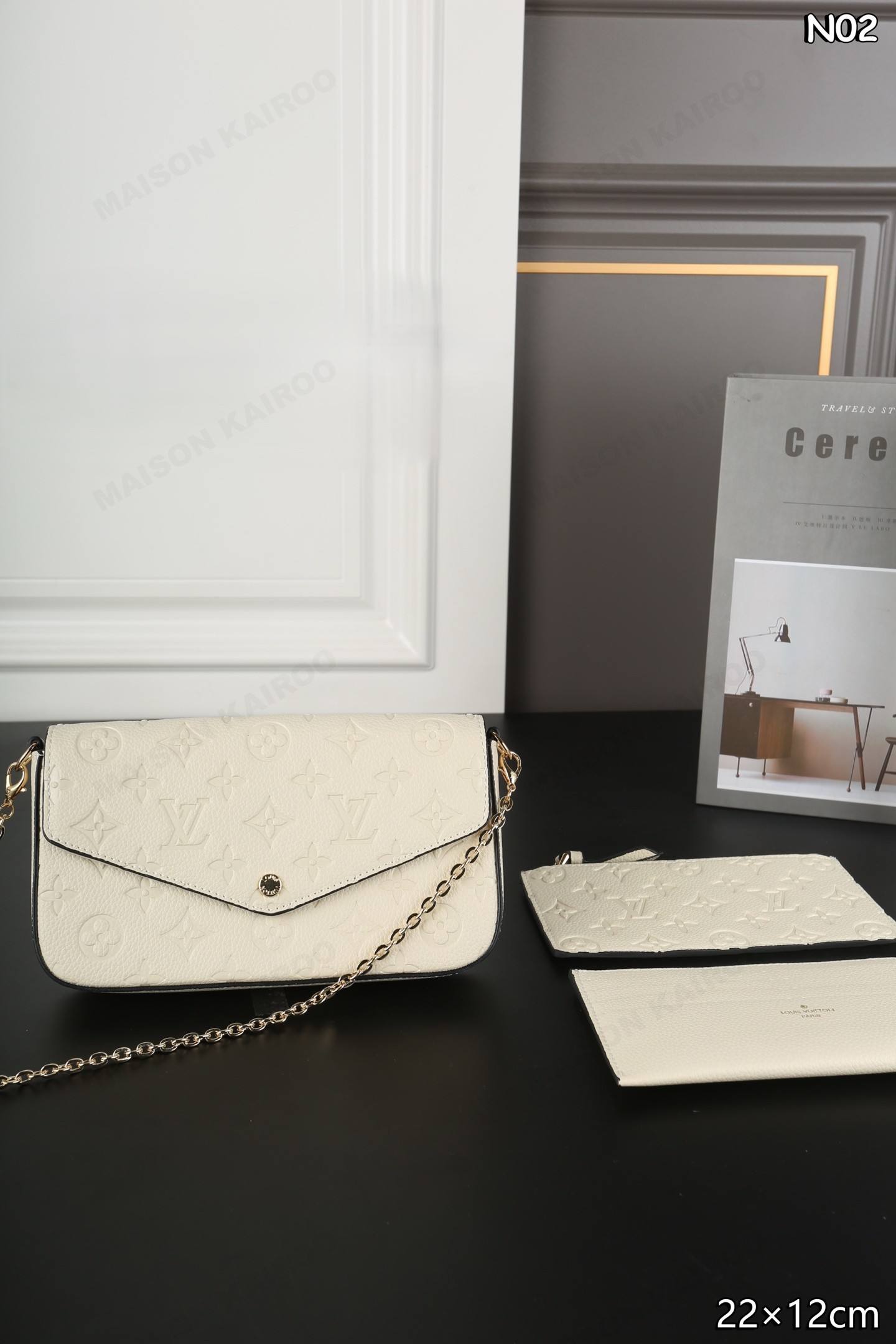 Louis Vuitton LV Felicie Pochette 3-in-1 Creme White Empreinte Leather Chain Envelope Shoulder Bag - KAIROO