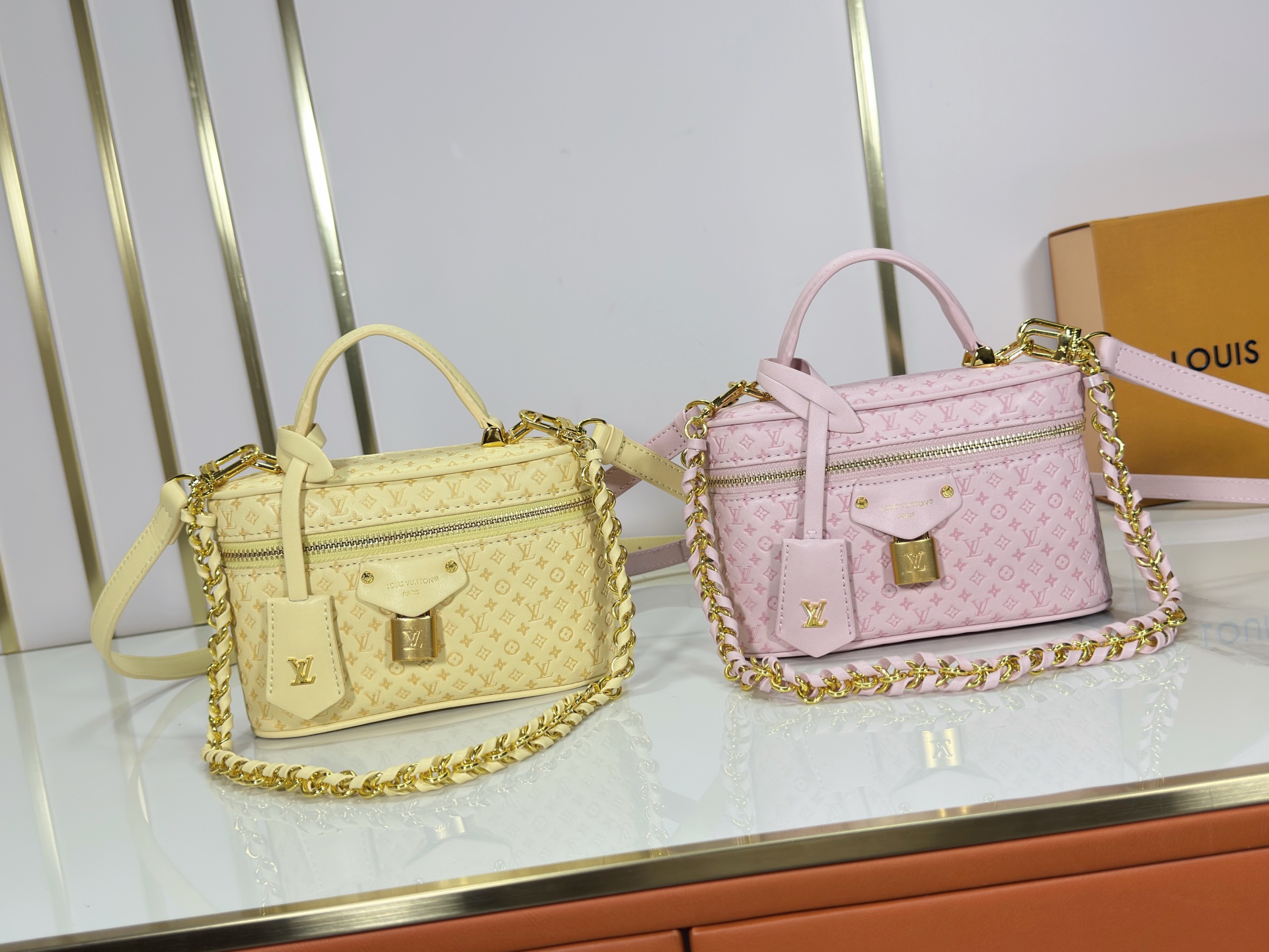 Louis Vuitton LV Mini Nice Vanity Case Micro Monogram Empreinte Leather Lock Crossbody Top Handle Bag - KAIROO